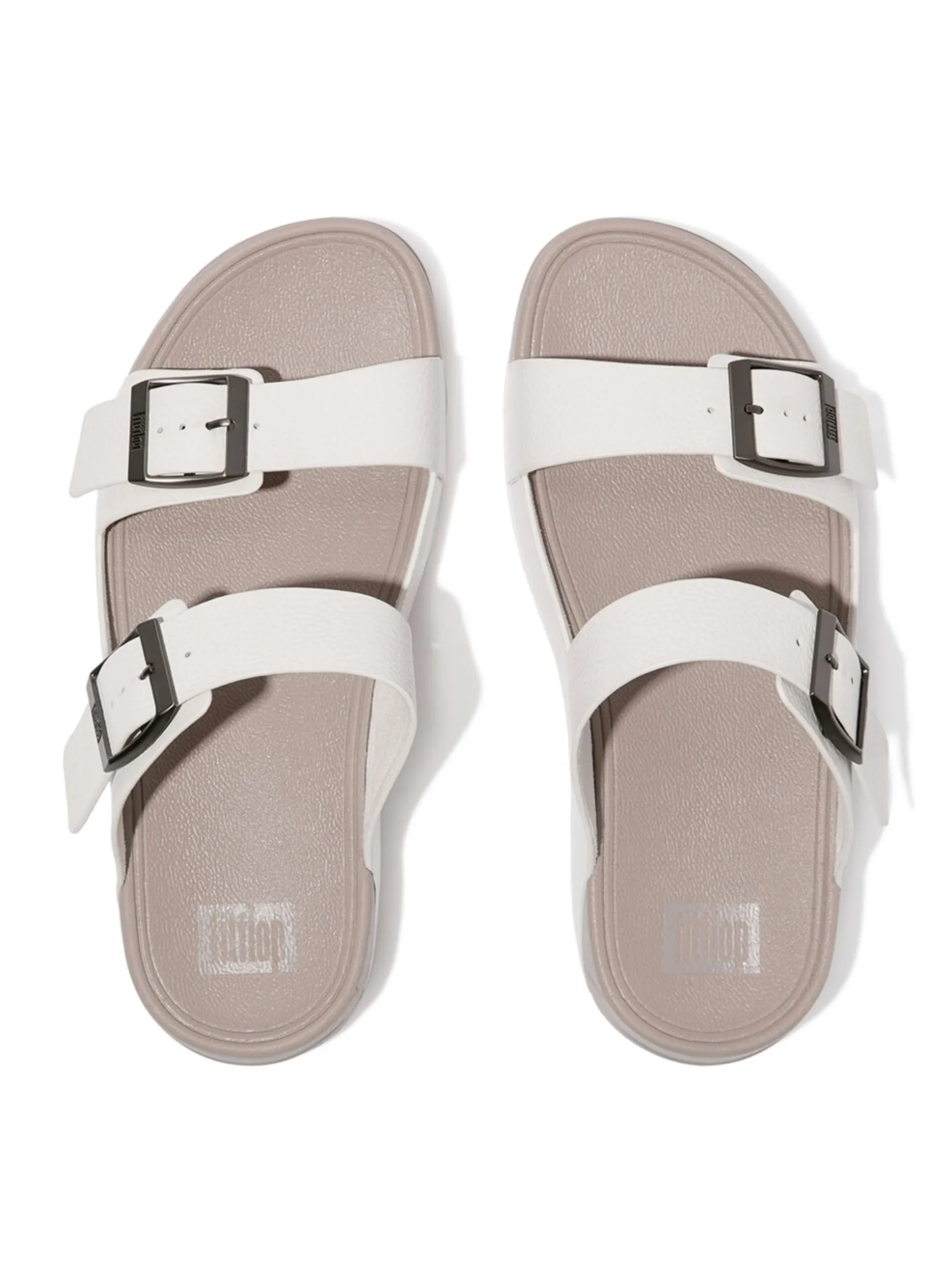 FitFlop™ MEN'S GOGH MOC BUCKLE TUMBLED SLIDES WHITE