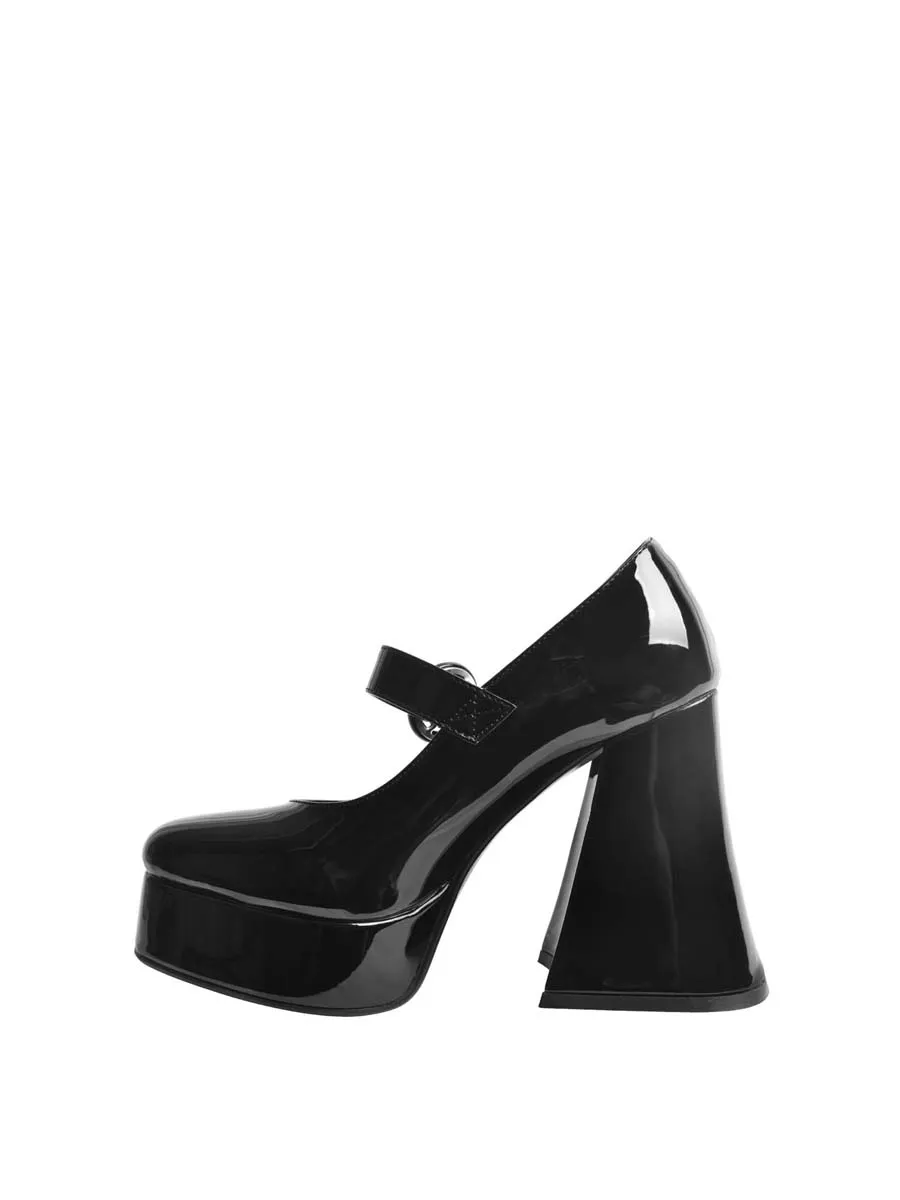 VILLAINS SF VALENTINA-HE Women s Platform Mary-Jane Heels BLACK