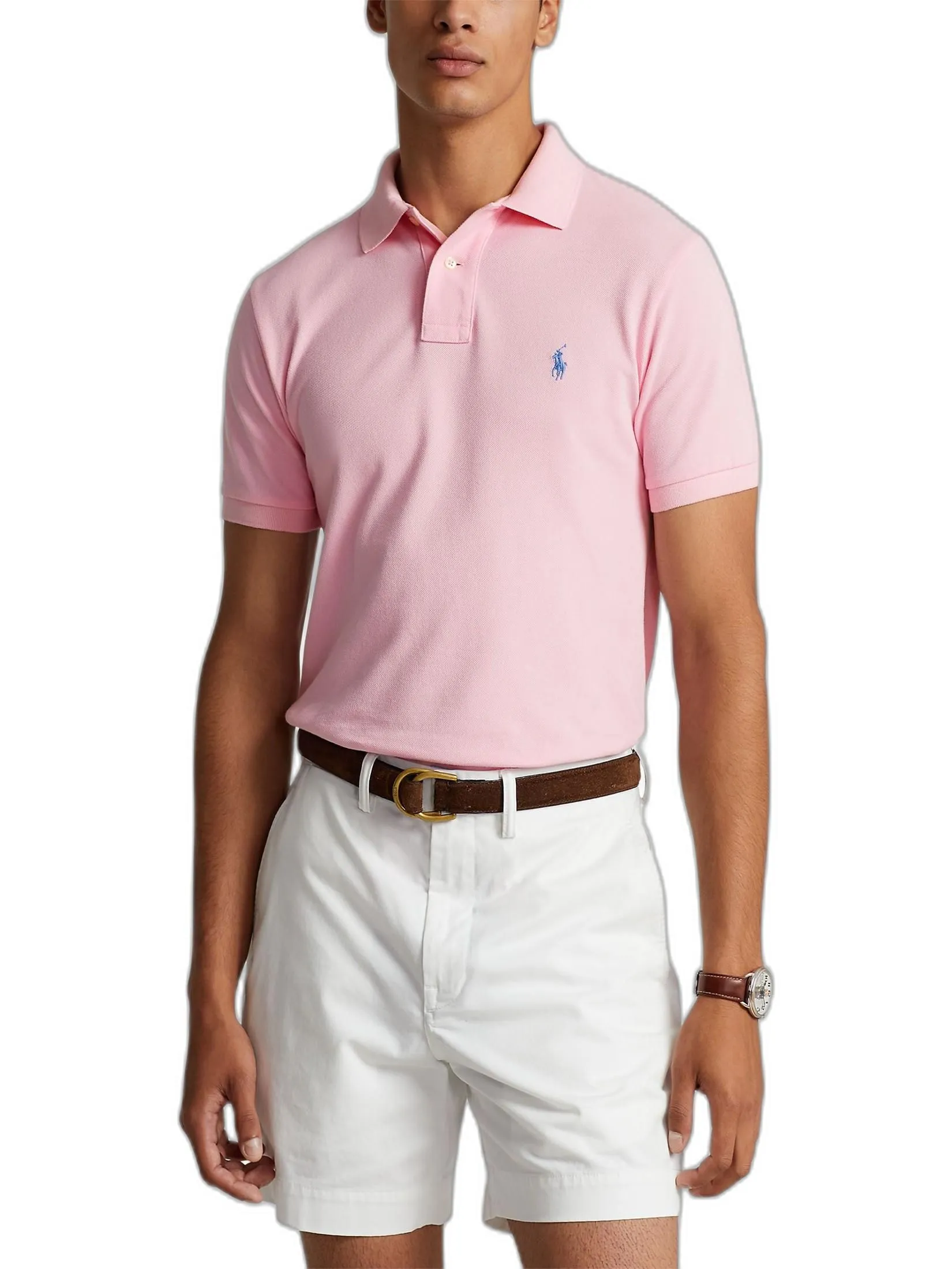 POLO RALPH LAUREN POLO-Custom Slim Fit Mesh Polo Shirt MNPOKNI1N820336 650 PINK