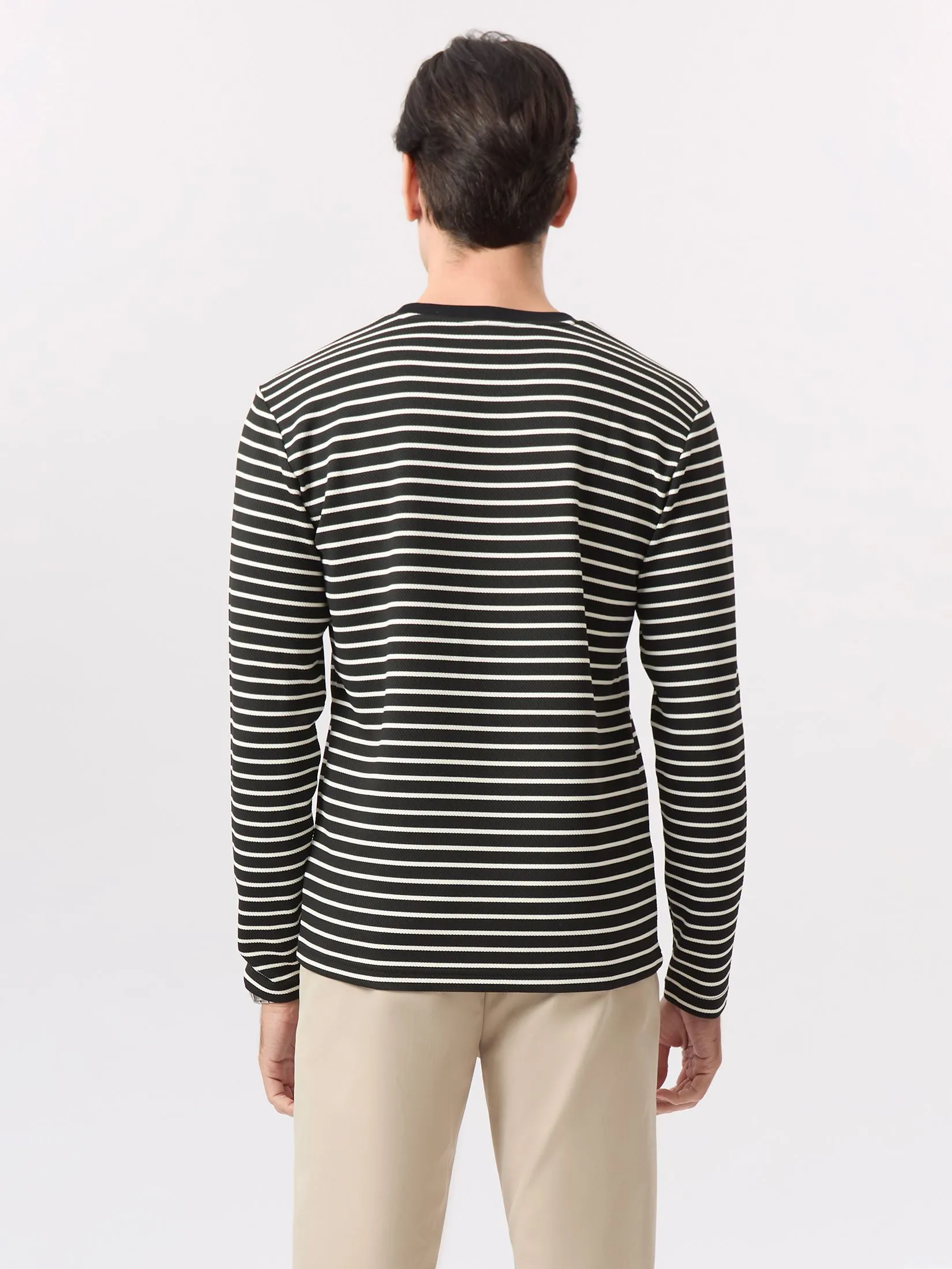 LTD Striped Long-Sleeve T-shirt Men Black