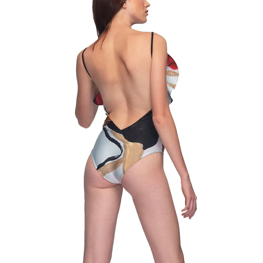 ANGELYS BALEK Multicolor Print Ruffle Women Swimsuit