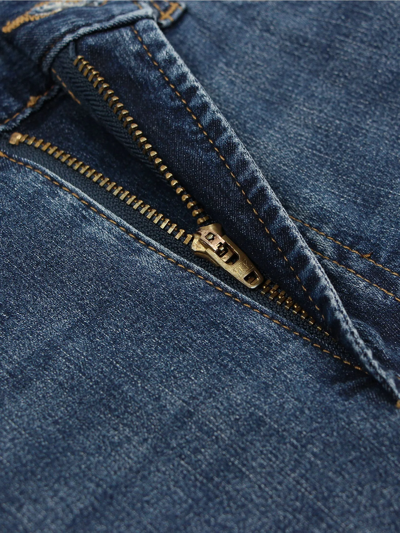 GIORDANO Men's Slim Stretch Denim Jeans (180° Elastic Waist) Med Indigo blue