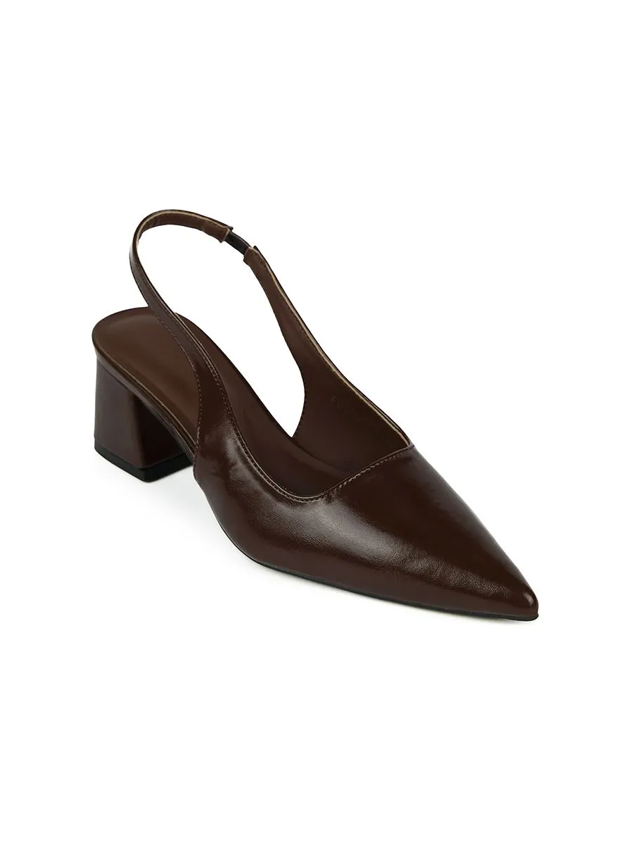 SHU WOMEN  LA POINTE' 2" BLOCK HEELS - OILCHOCOLATE