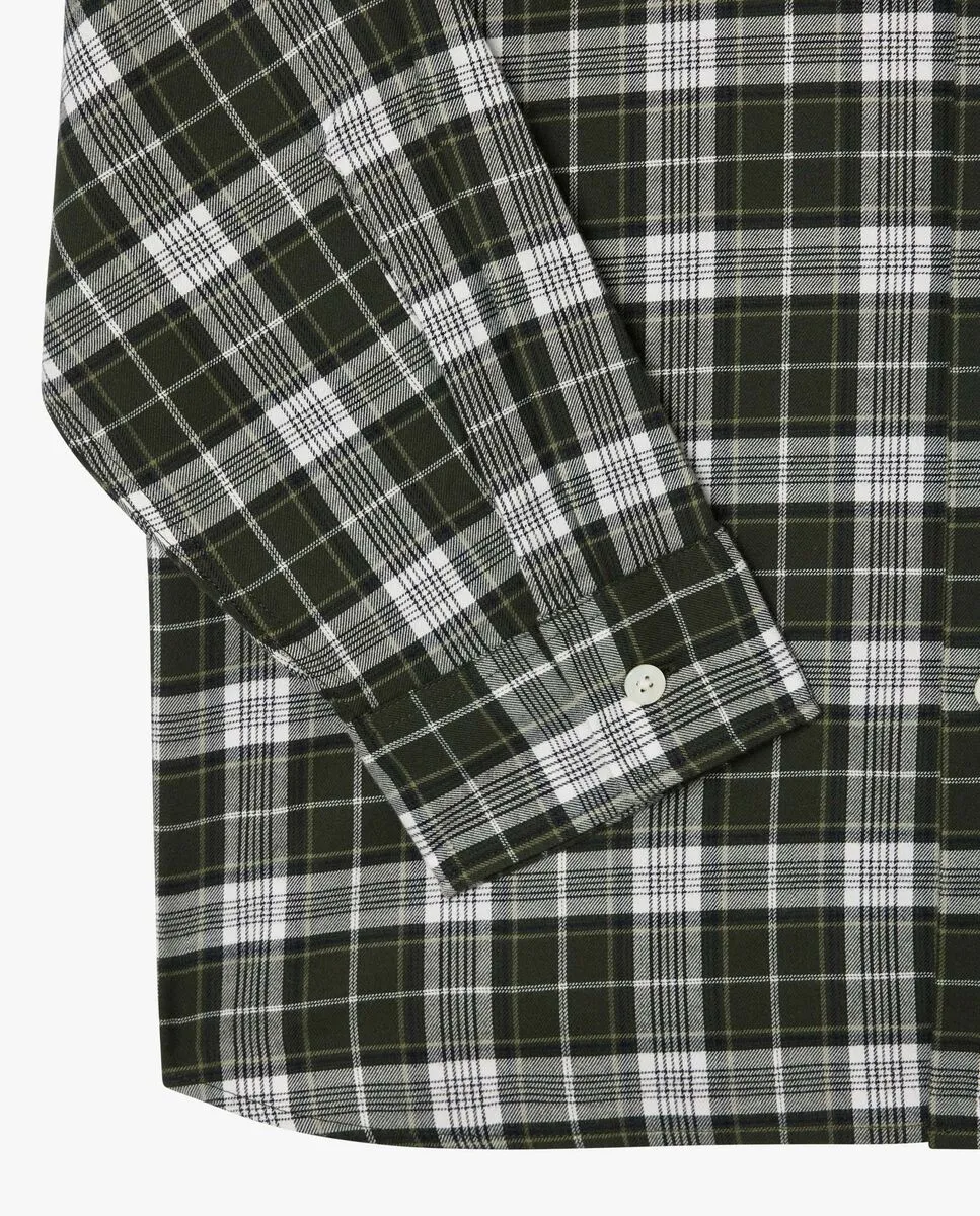 LACOSTE Relaxed Fit Plaid Flannel Overshirt Green