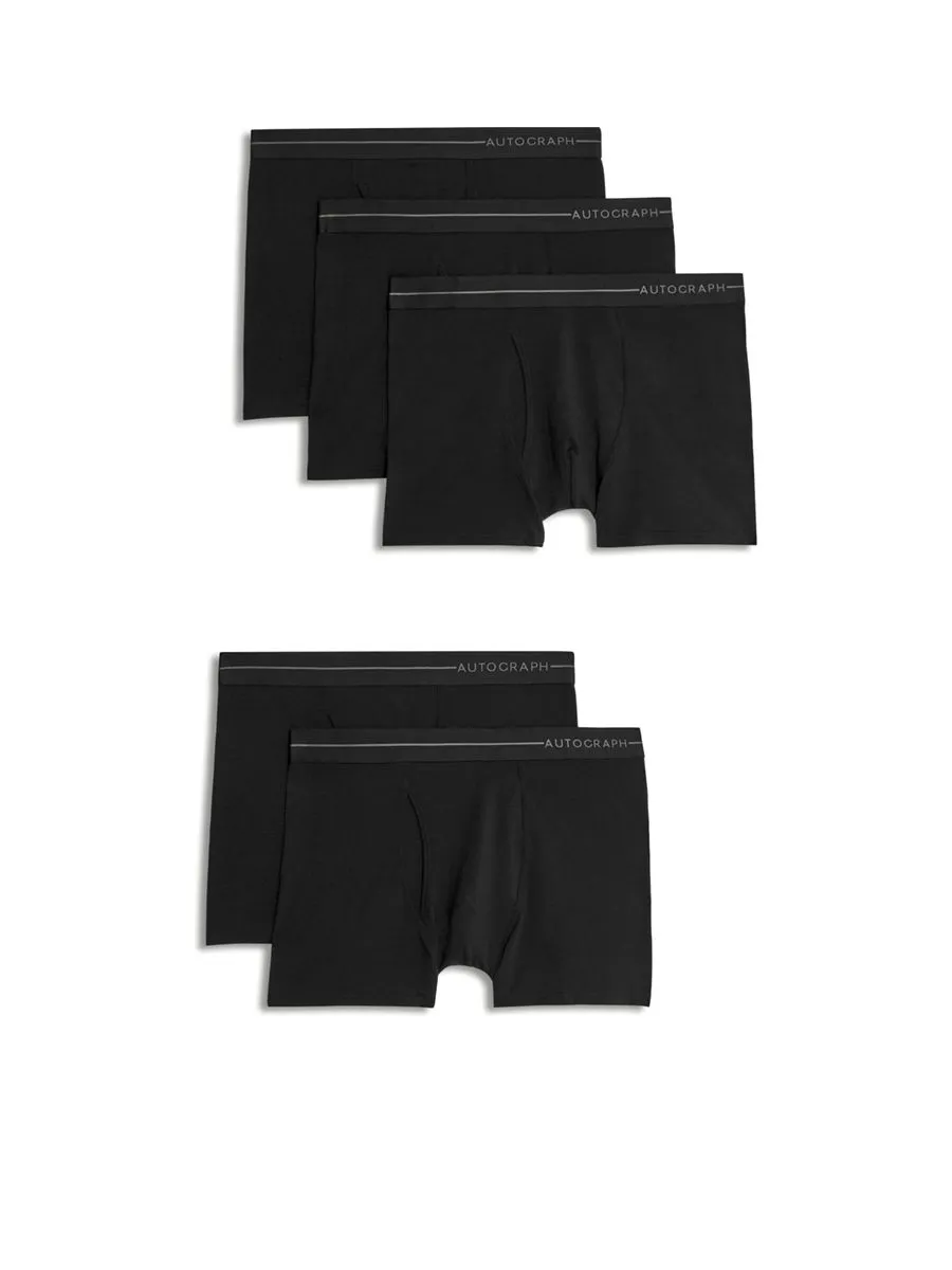 MARKS & SPENCER Men Trunks Pack Supima Cotton Blend 5 pcs Black