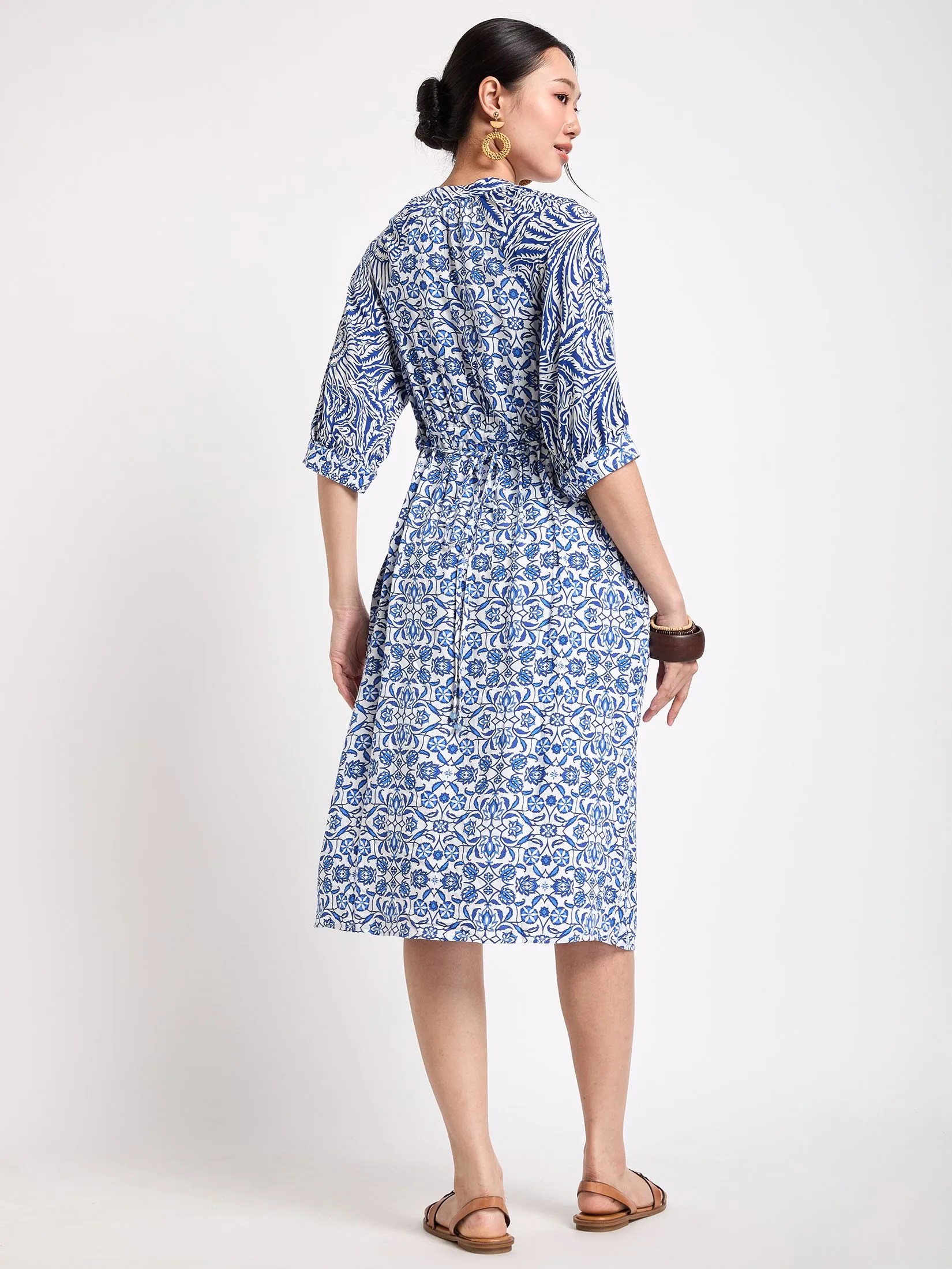 JOURNAL Women Dress Short Sleeves V-Neck Print