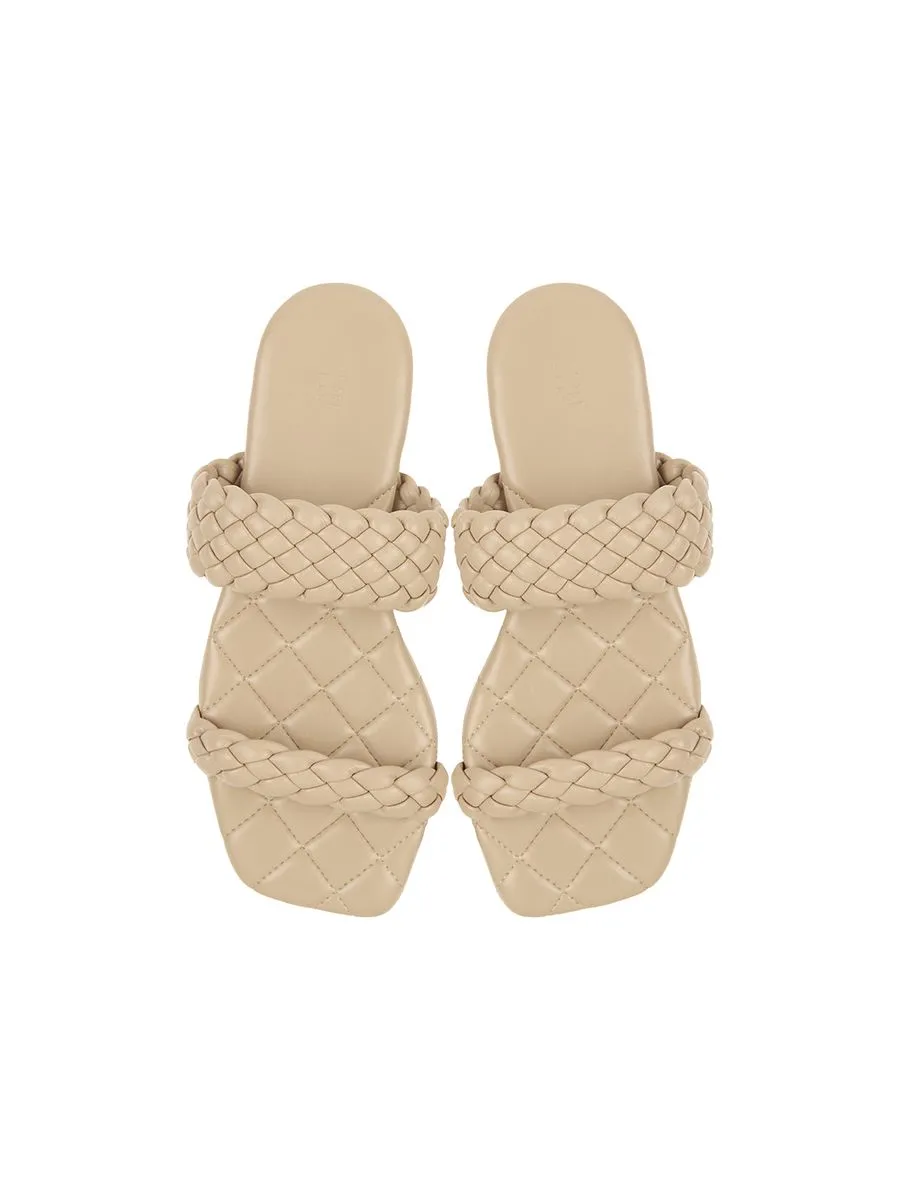 SHU WOMEN  PALETTE SOFT WOVEN SANDALS - LATTE