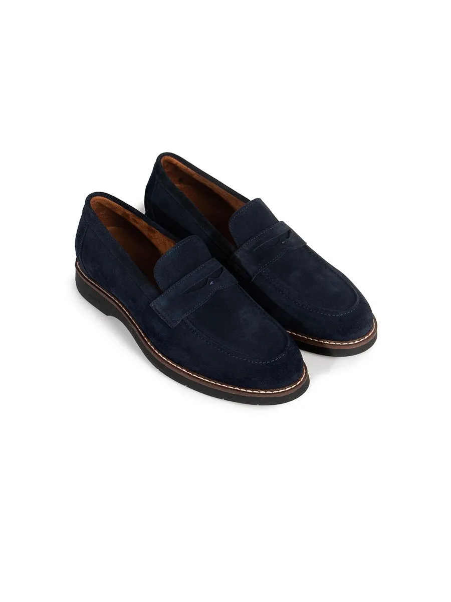 KENNETH COLE MEN CASUALS THOMAS SUEDE LOAFER / NAVY