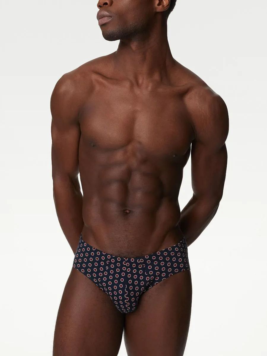 MARKS & SPENCER Men Briefs Pack Pure Cotton StayNew Geometric 5 pcs Dark Blue