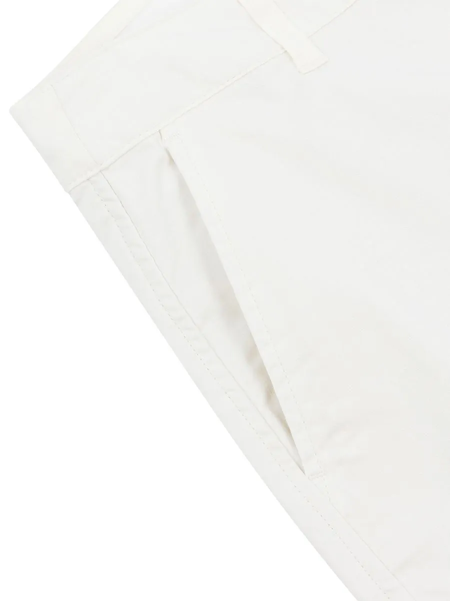 GIORDANO Women's Twill Regular Audrey Pants (180 Elastic Waistband) Wool White