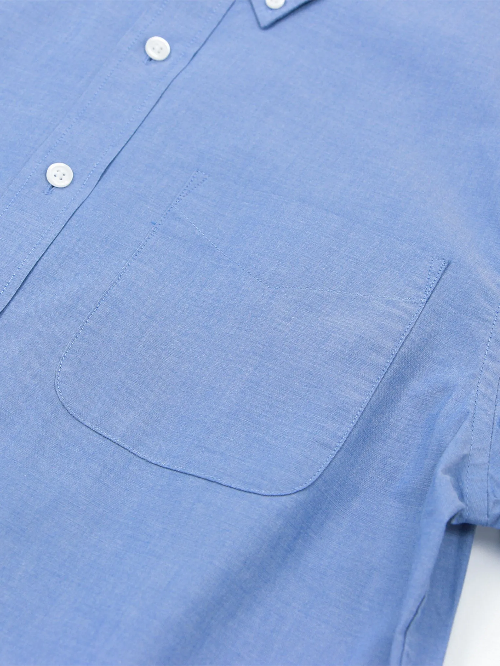 GIORDANO Men's Slim Fit Long Sleeve Stretch Shirt (Poplin) Mid blue