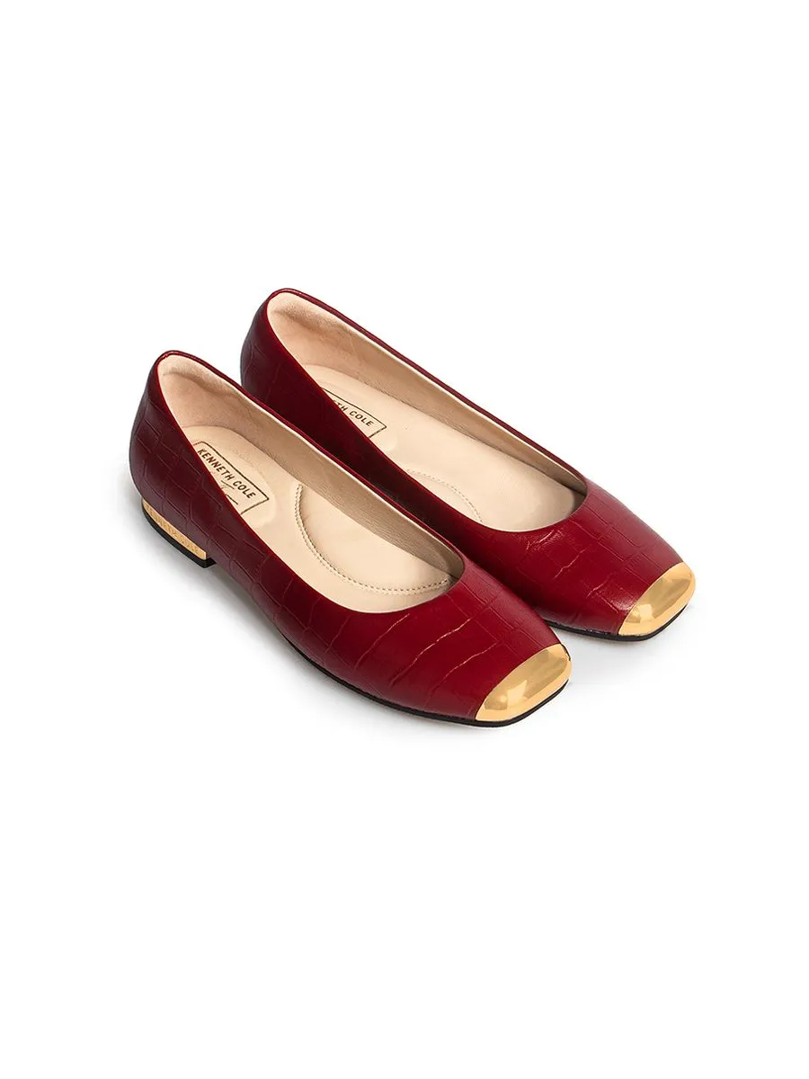KENNETH COLE WOMEN FLATS ASTAIRE FLATS  X ANNE THONGPRASOM / BORDEAUX WINE CROC