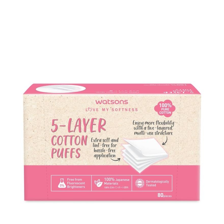 Watsons 5-Layer Cotton Puffs 80 pcs.
