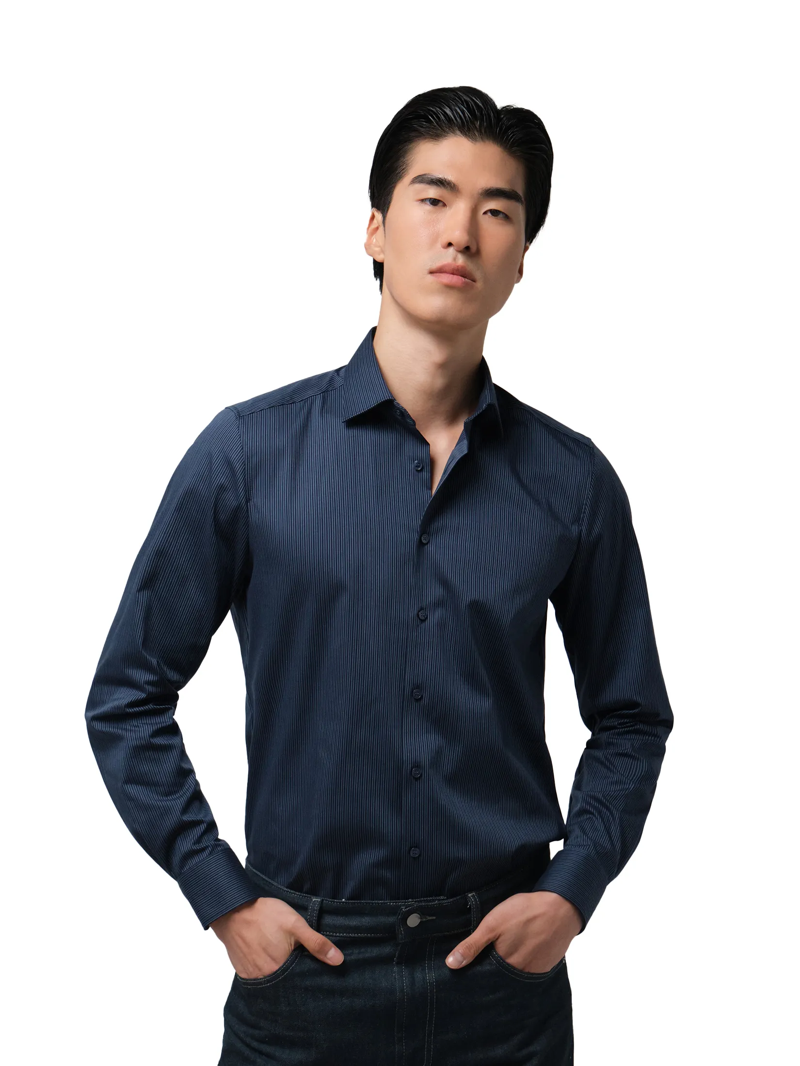 OLYMP MEN S SHIRT LONG SLEEVES BUSINESS SHIRT BODY FIT EASY IRON NAVY BLUE