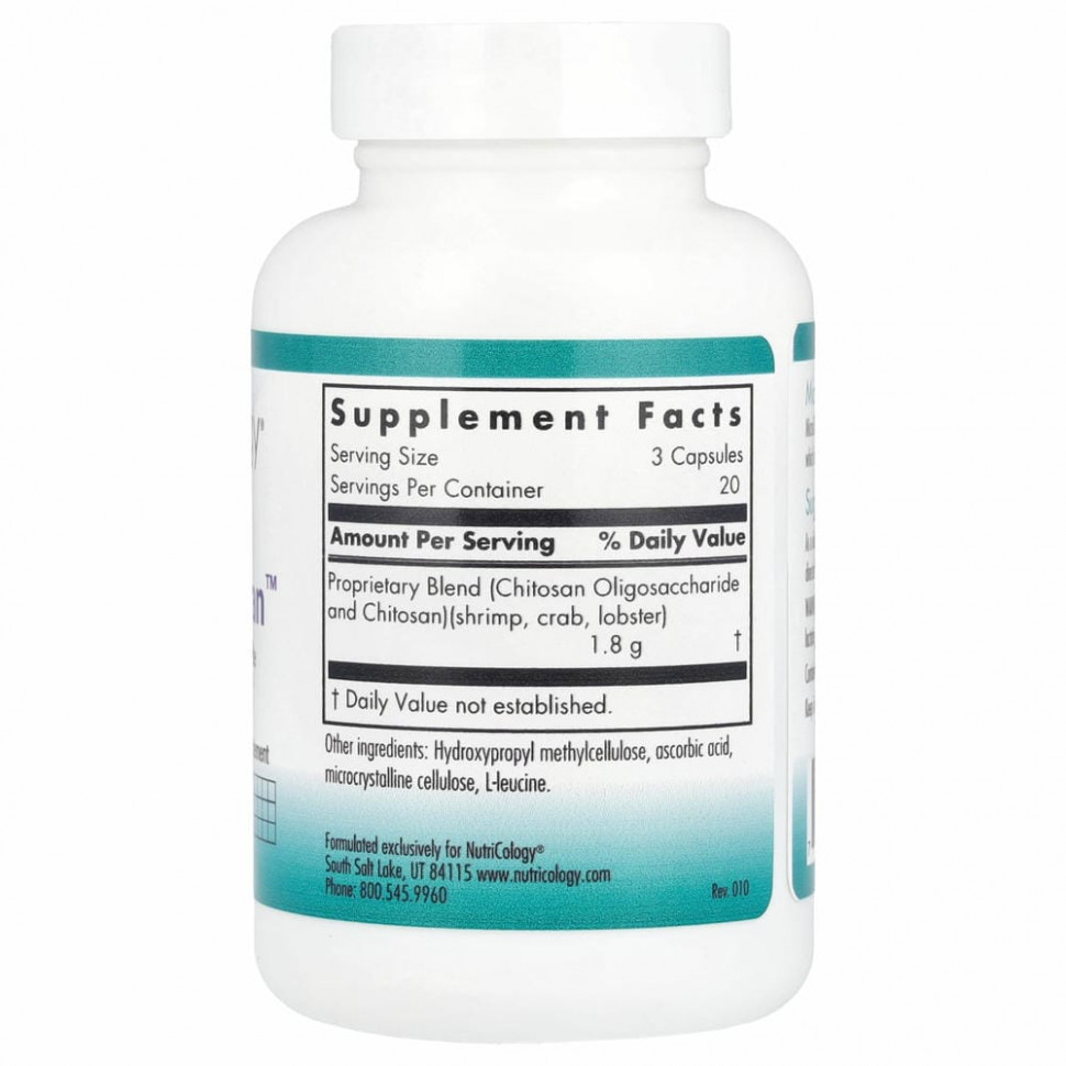 Nutricology, MicroChitosan, 60 вегетарианских капсул