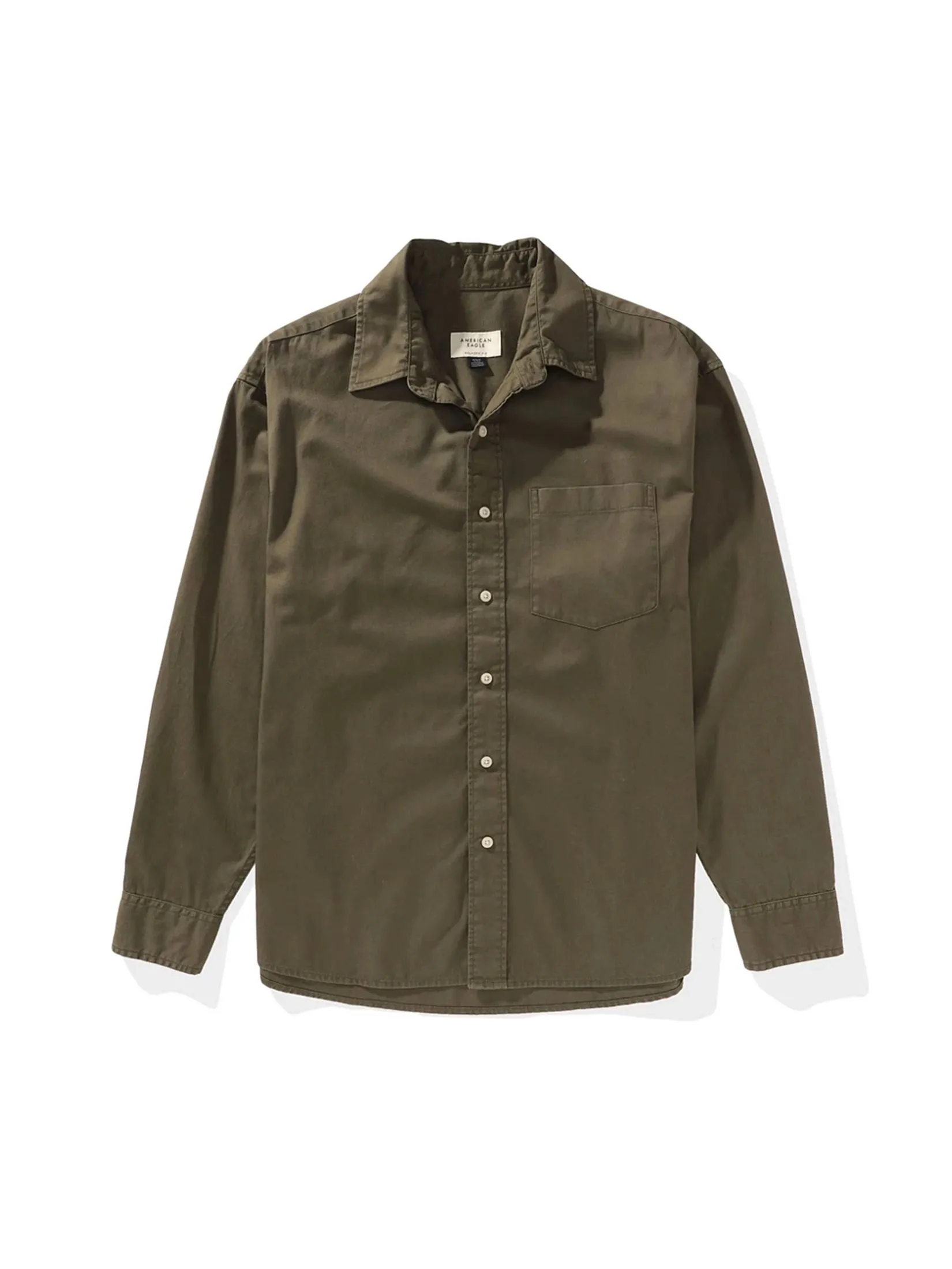 AMERICAN EAGLE MEN OLIVE TINT OVERSIZED CSC SHIRTING CHINO SHIRT 378 GREEN FLASH