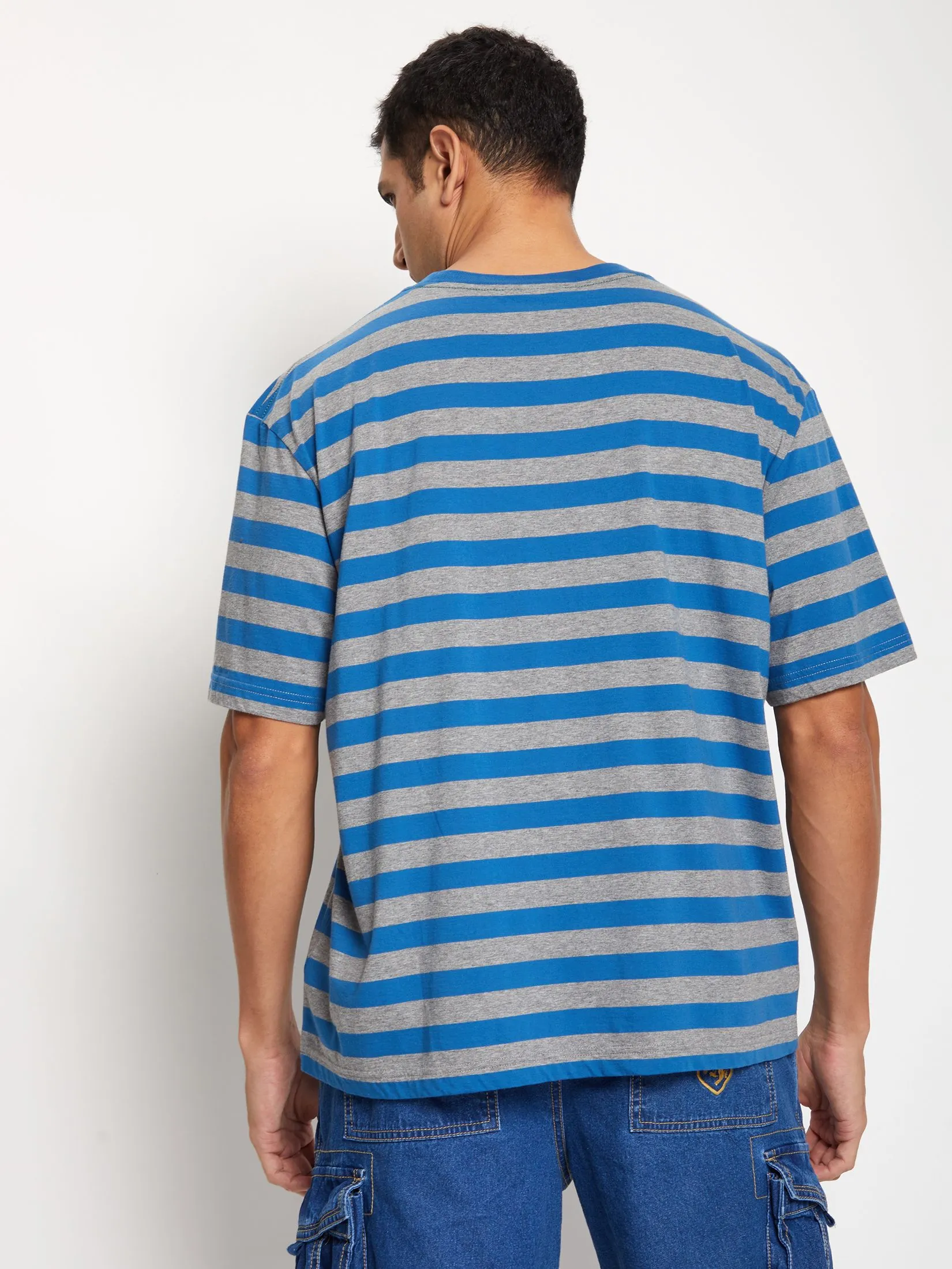 DEFRY 01 Men T-Shirt Short Sleeves Striped Prints Navy