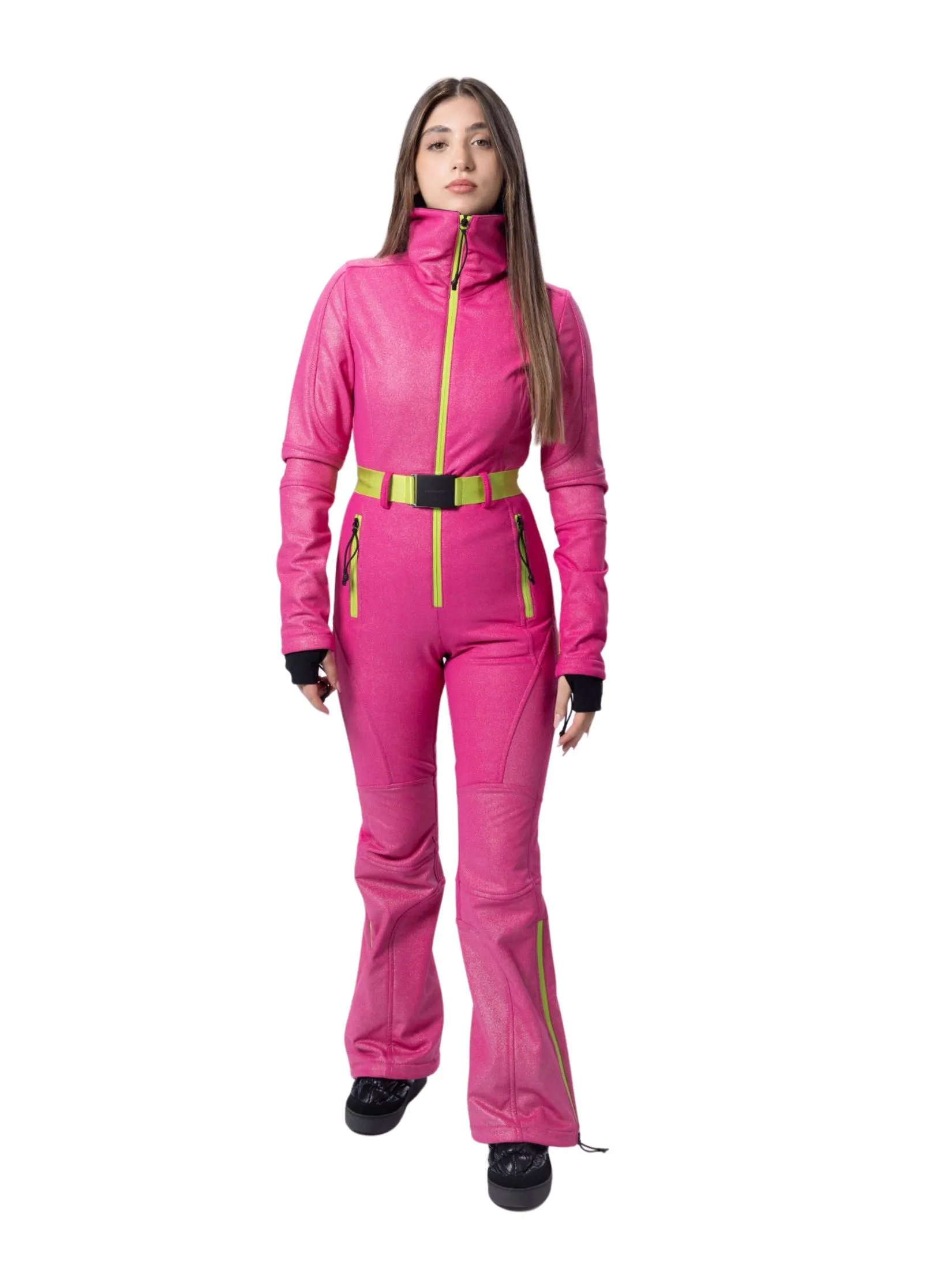 KHRISJOY Ski Catsuit Glitter In Bubblegum Rainbow Glitter
