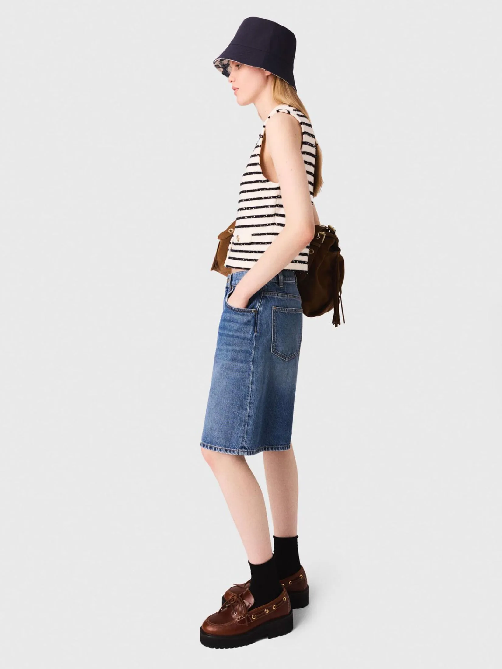 MAJE Women Cardigan Striped Wool Blend Top