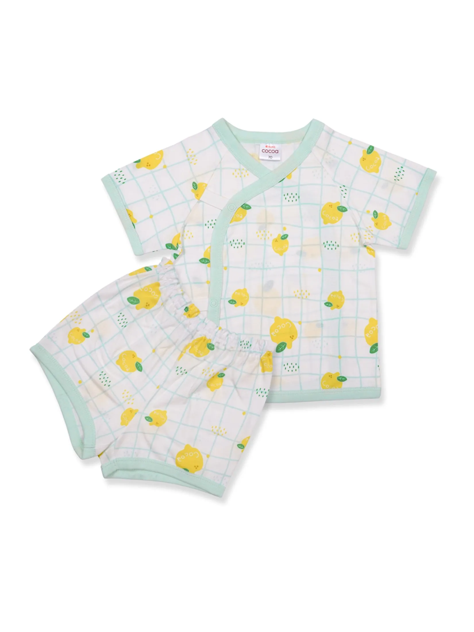 AUKA Green ,newborn baby  short sleeve set,Cocoa Lemon