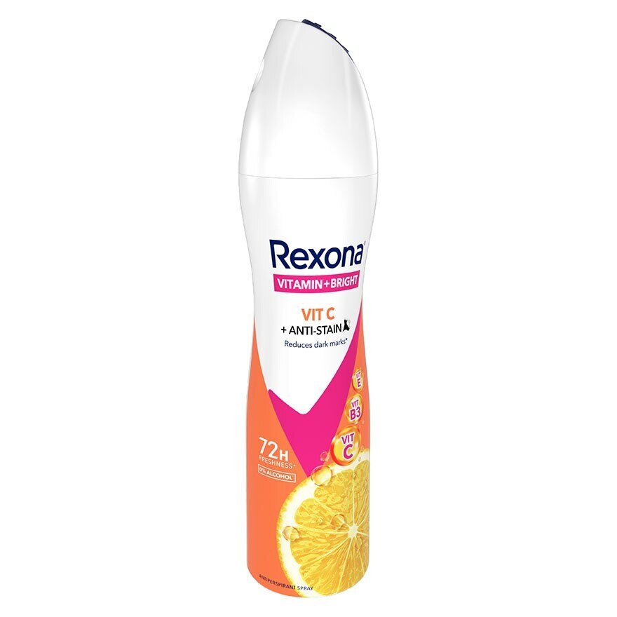 Rexona Spray Vitamin + Bright Vit C + Anti-Stain Antiperspirant 135 Ml. สเปรย์ลดเหงื่