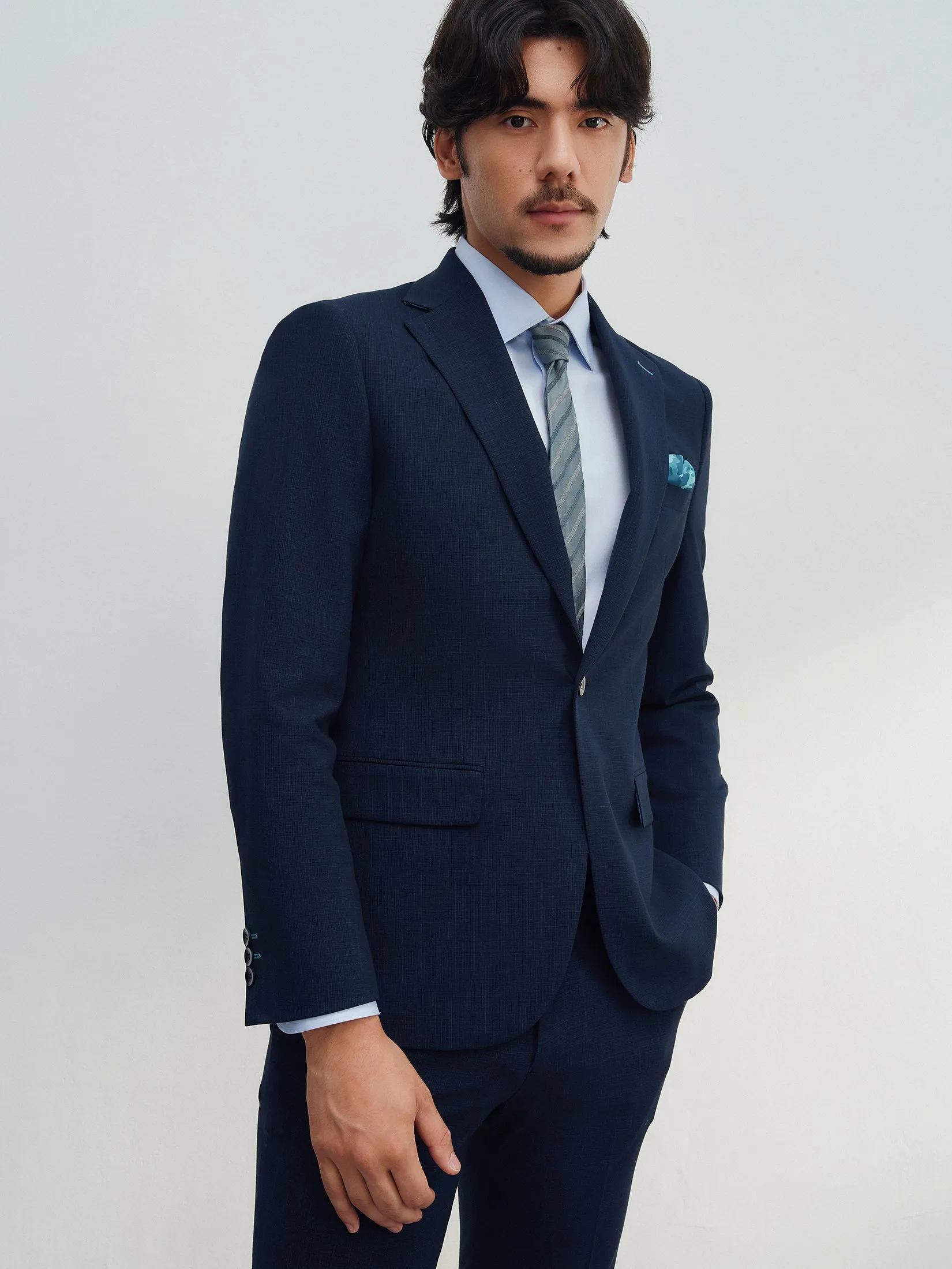 G2000 Men Clothing Anti-Bacterial Texture Suit Blazer Slim Fit - Navy