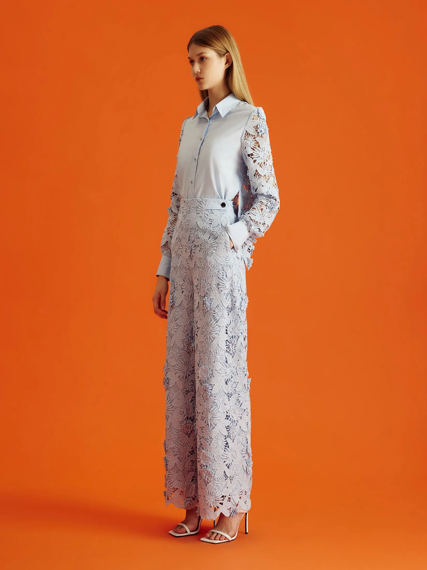 ASAVA ( AW24 )Daniella Floral-lace Women Culotte Pants Blue