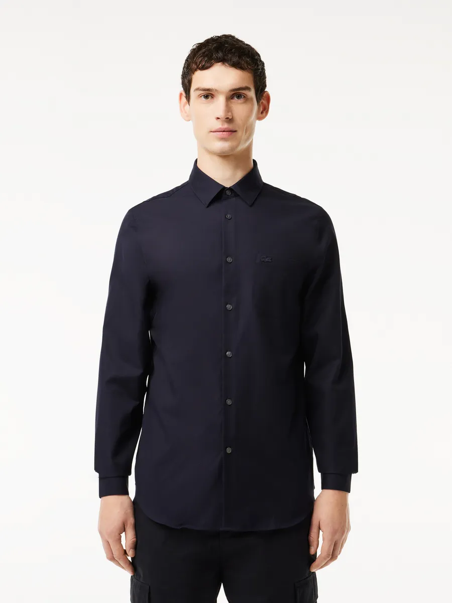 LACOSTE Regular Fit Shaped Collar Shirt Navy Blue