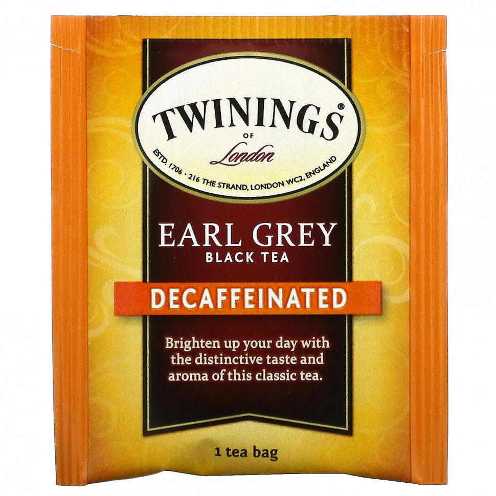 Twinings, Черный чай Earl Grey, без кофеина, 20 чайных пакетиков, 35 г (1,23 унции)