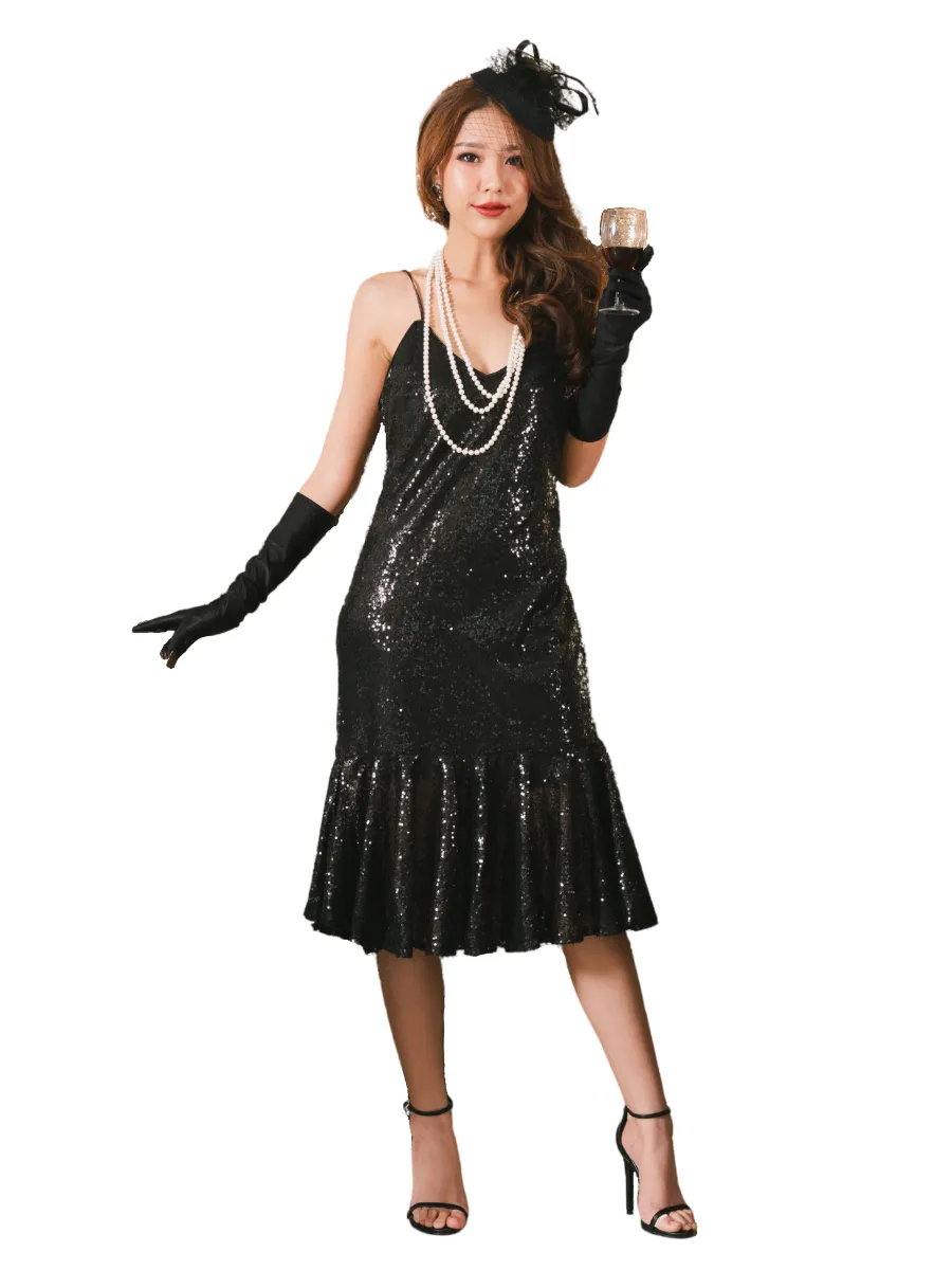 ROSE THE LABEL Black veronica sequin dress
