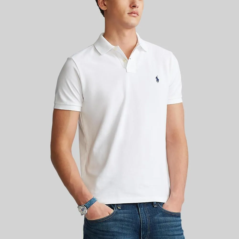 POLO RALPH LAUREN POLO-Custom Slim Fit Mesh Polo Shirt MNPOKNI1N820078 100 WHITE
