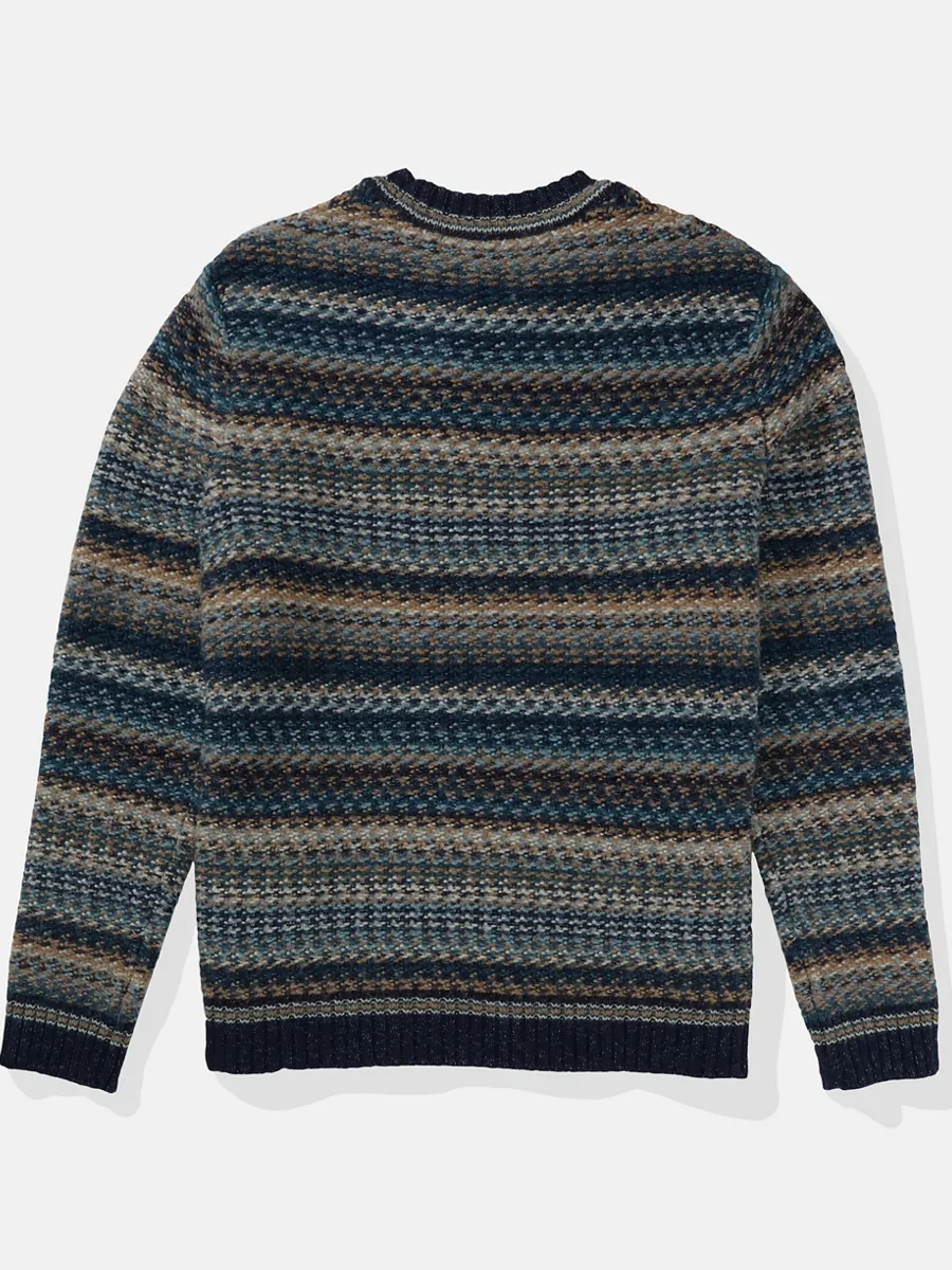 AMERICAN EAGLE MEN 1800 FAIR ISLE CABLE CREW 400 BLUE