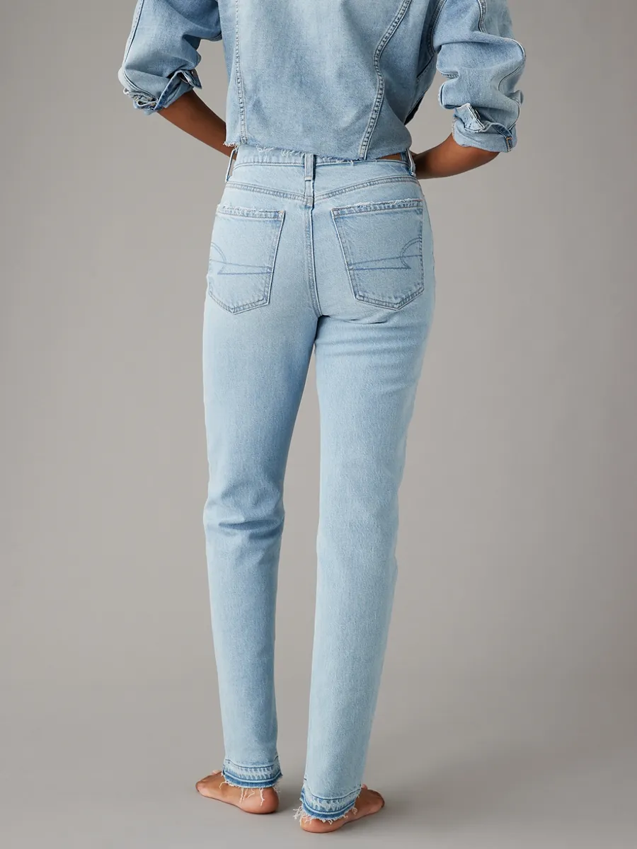 AMERICAN EAGLE WOMEN SUPER HIGH-RISE STRAIGHT JEANS 522 LAKESIDE