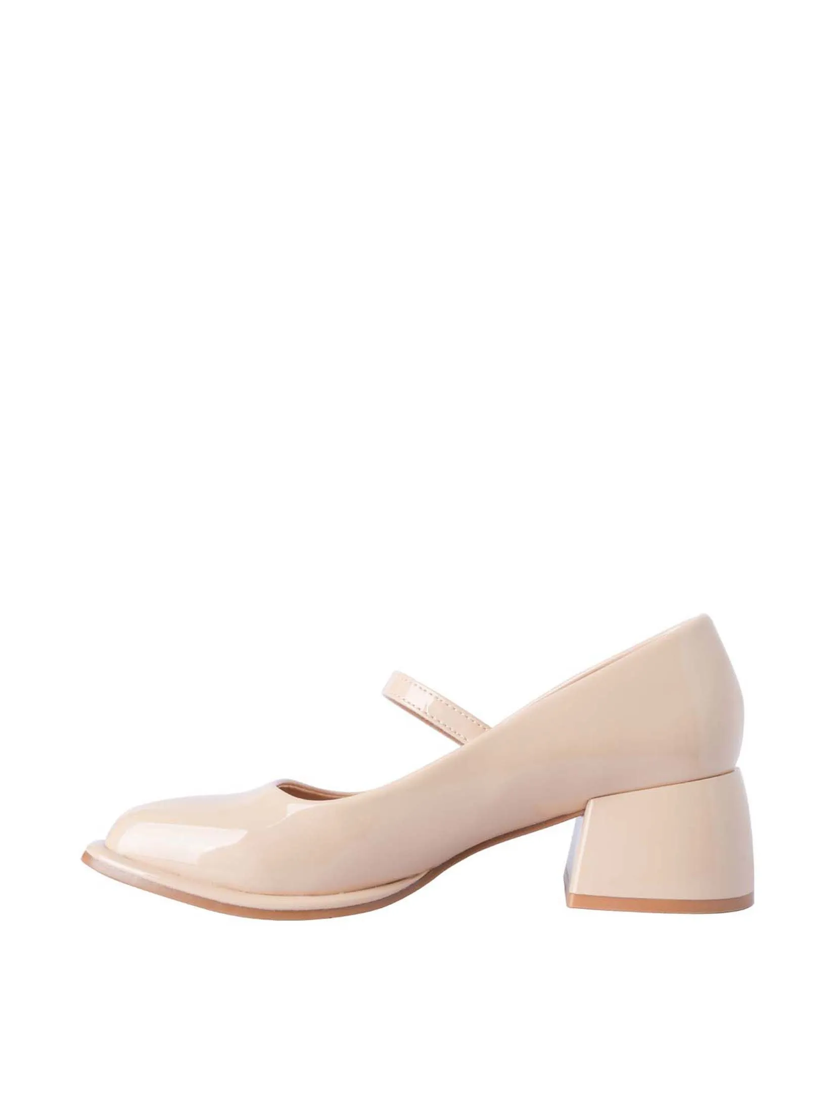 VILLAINS SF GERBERA Women's Comfort Mary-Jane Heels BEIGE PATENT