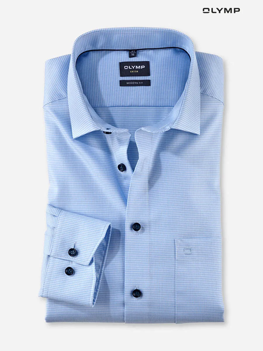 OLYMP MEN SHIRT LONG SLEEVES BUSINESS SHIRT MODERN FIT EASY IRON BLUE