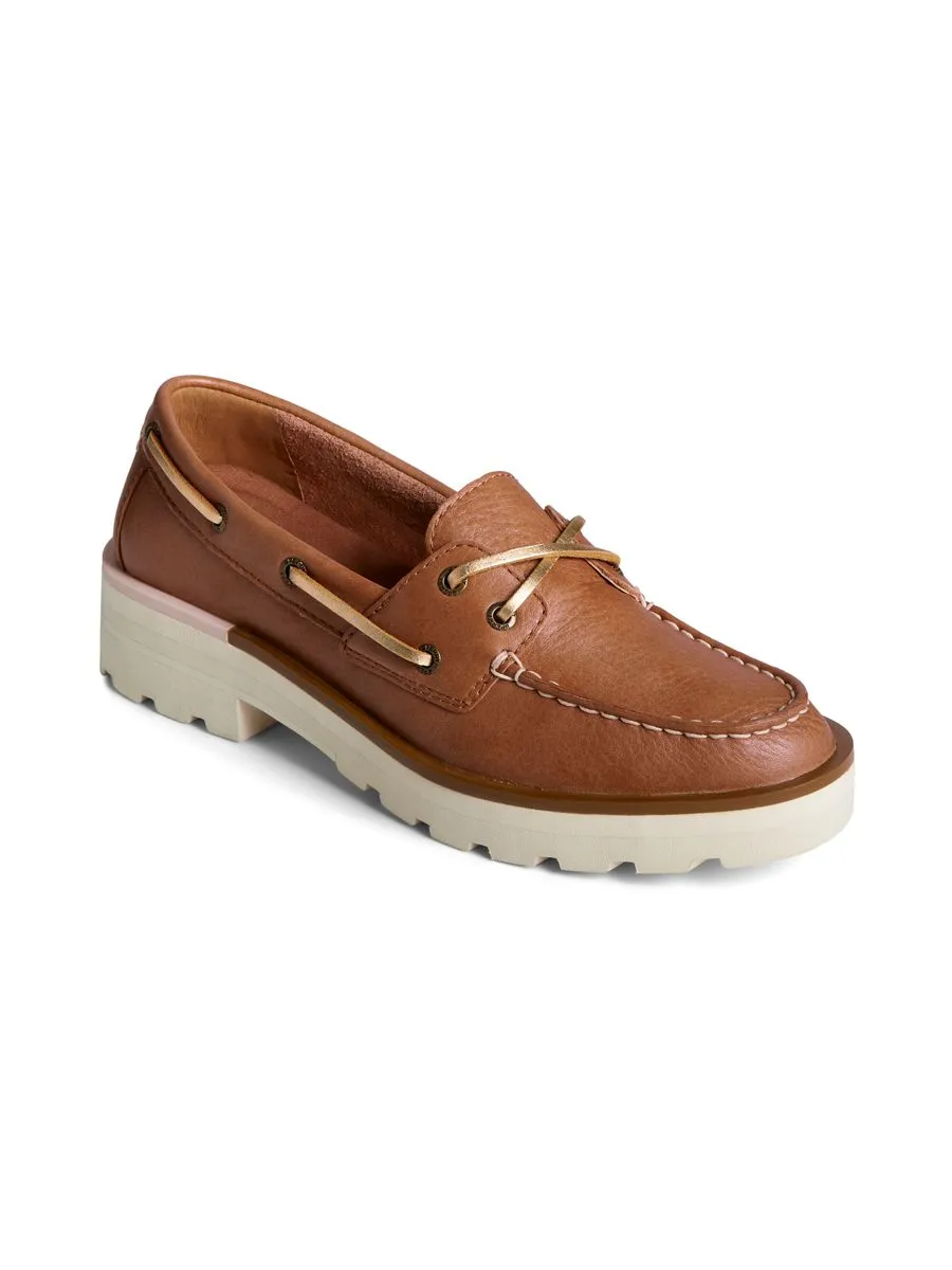 SPERRY WOMEN CHUNKY BOAT 2-EYE LEATHER BROWN