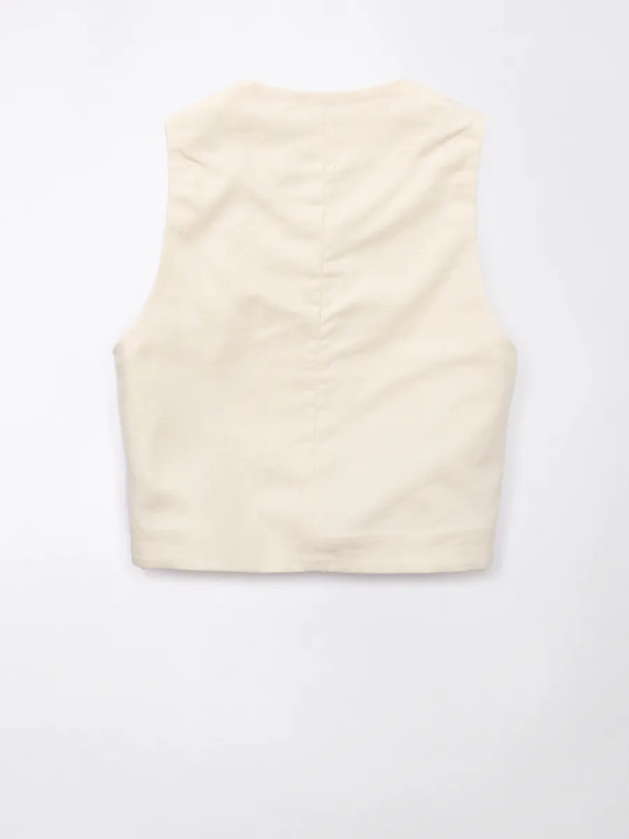 AMERICAN EAGLE WOMEN 3500 LOOSE FIT WAISTCOATS 106 CREAM