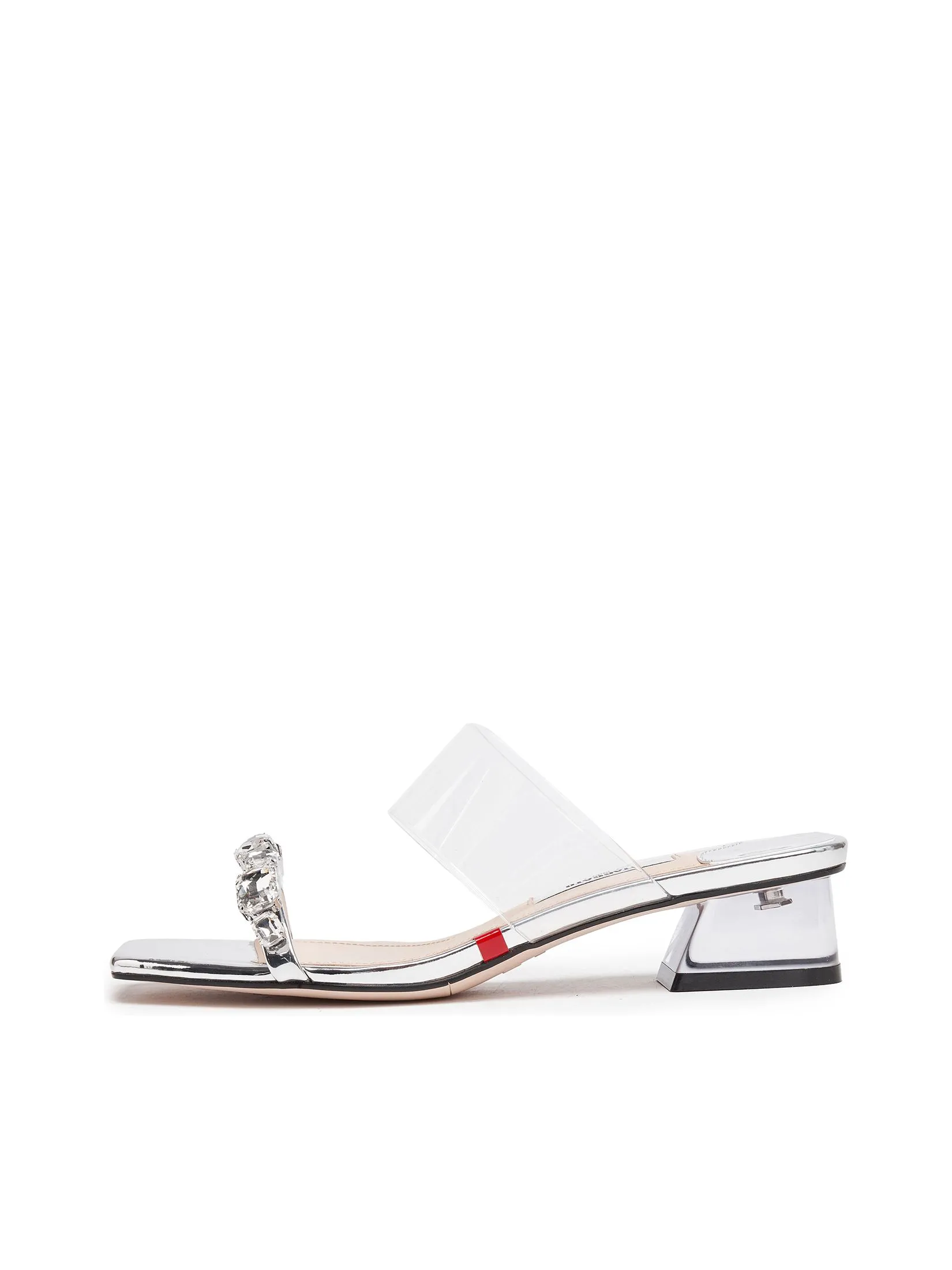 STACCATO Women Heel Slippers Clear Strap With Crystal Detail Silver