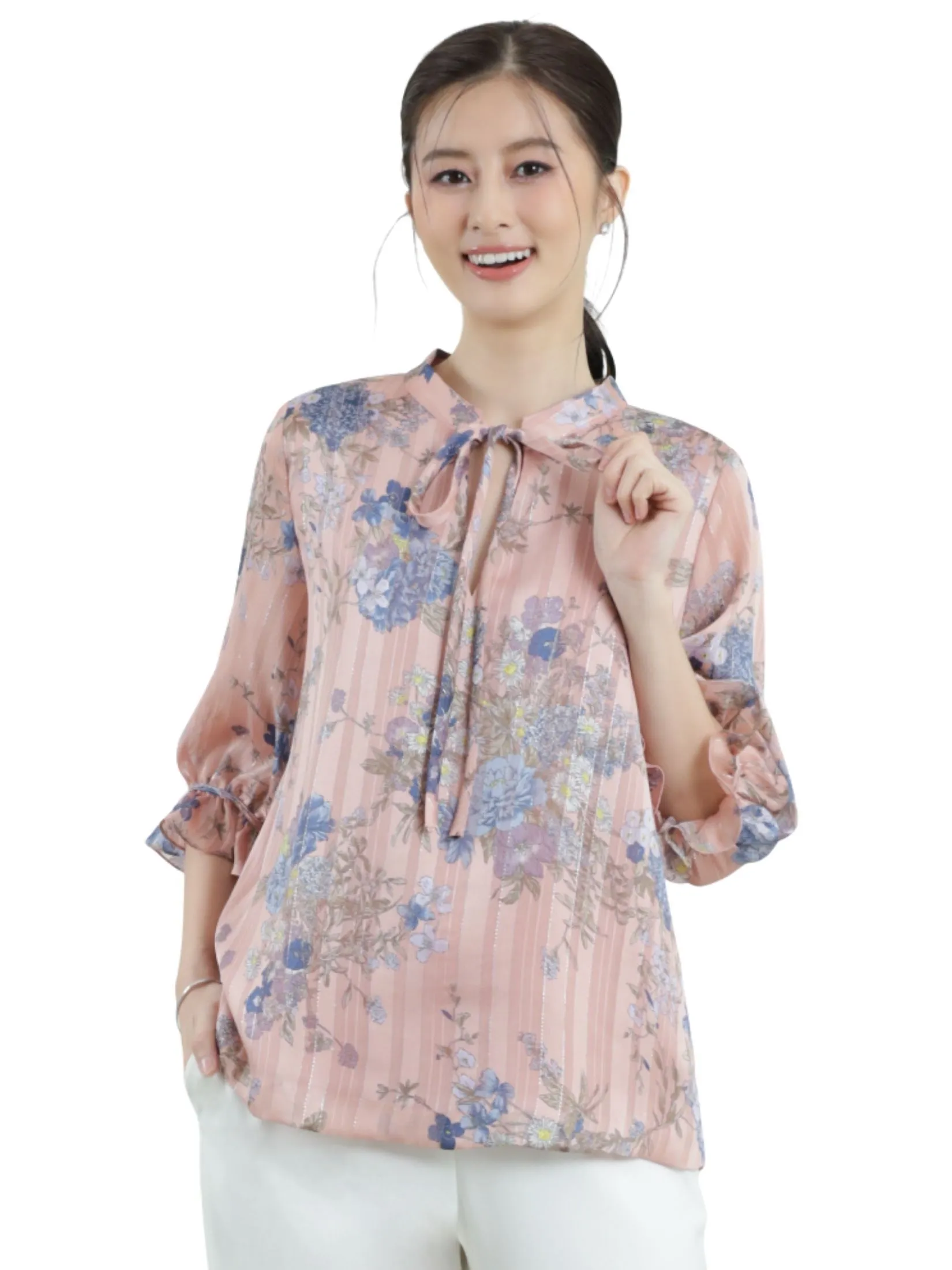 MIKIKO Women Blouse Chiffon Metalic Pink Size - M
