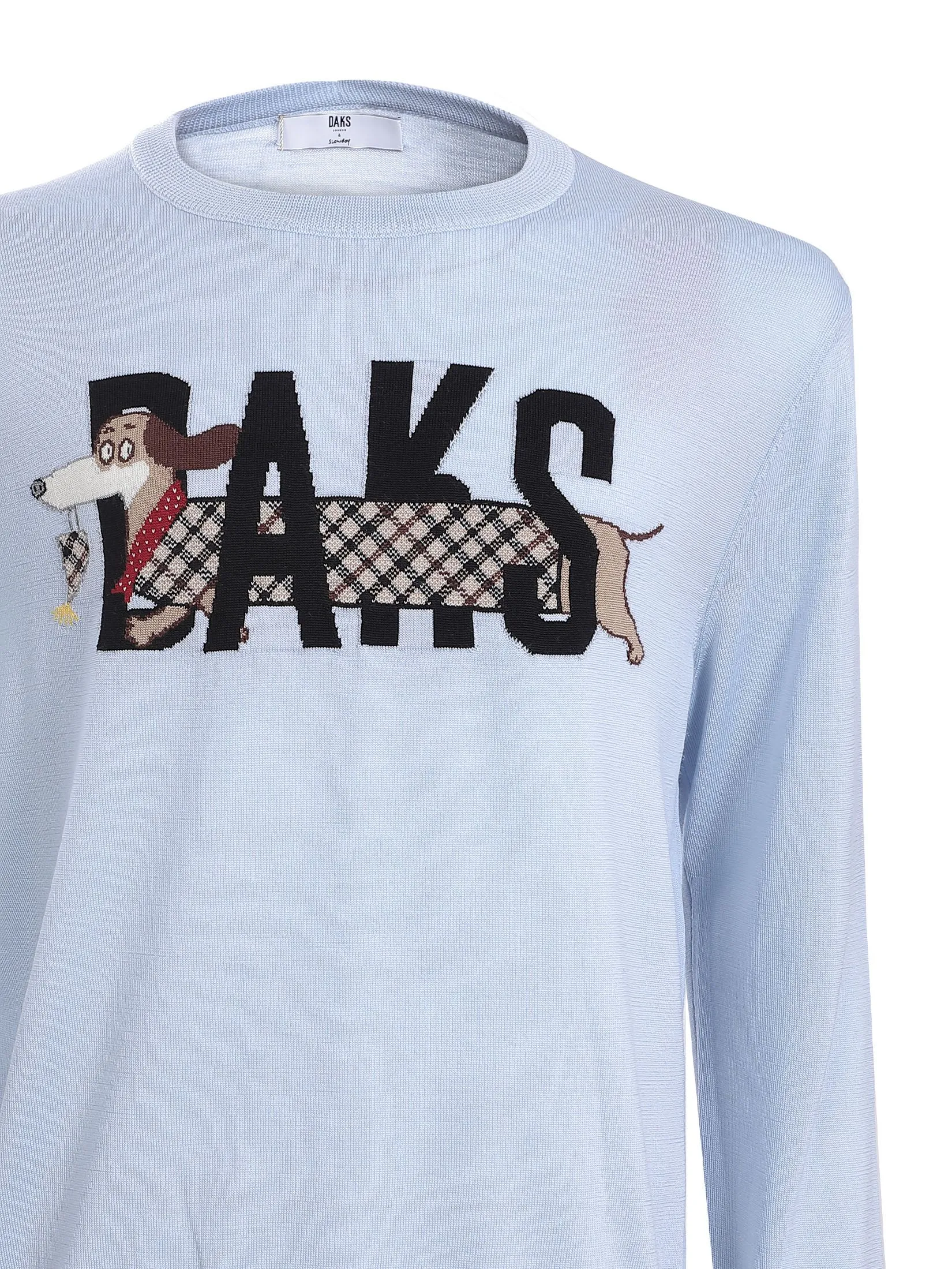 DAKS Men's DAKS Round Neck Long Sleeve Sweater Blue