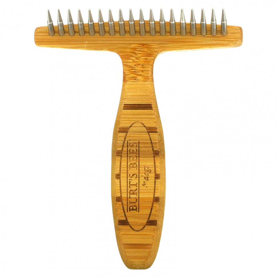 Burt's Bees, Двусторонняя щетка для собак с граблями и конопляной щетиной, 1 шт.