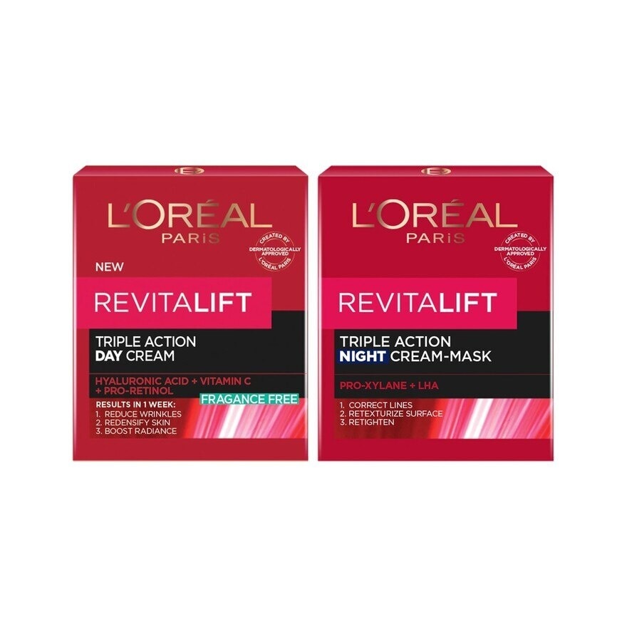 L'Oreal Paris Revitalift Triple Action Day Cream 50 Ml.+L'Oreal Paris Revitalift Trip