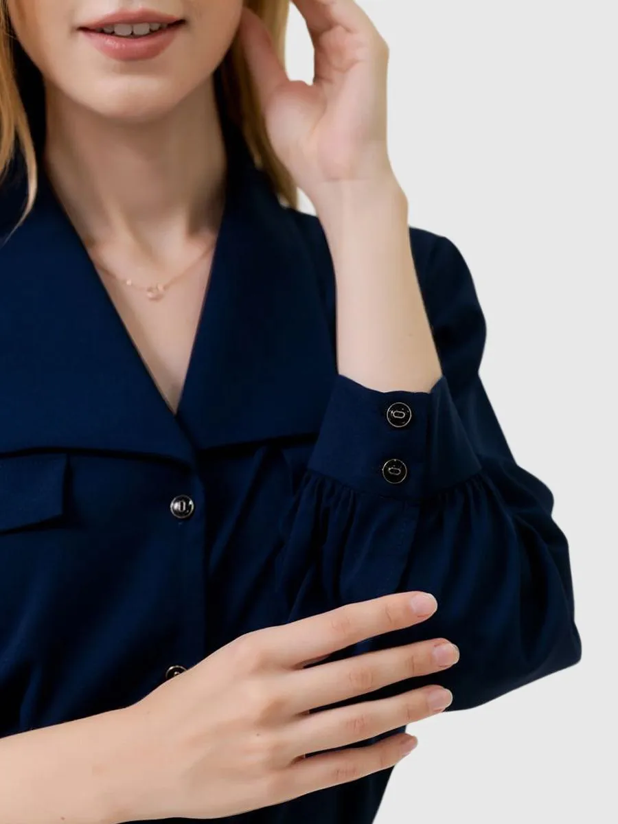 VERONIQA Women Blouse Chiffon Dobby Navy Blue