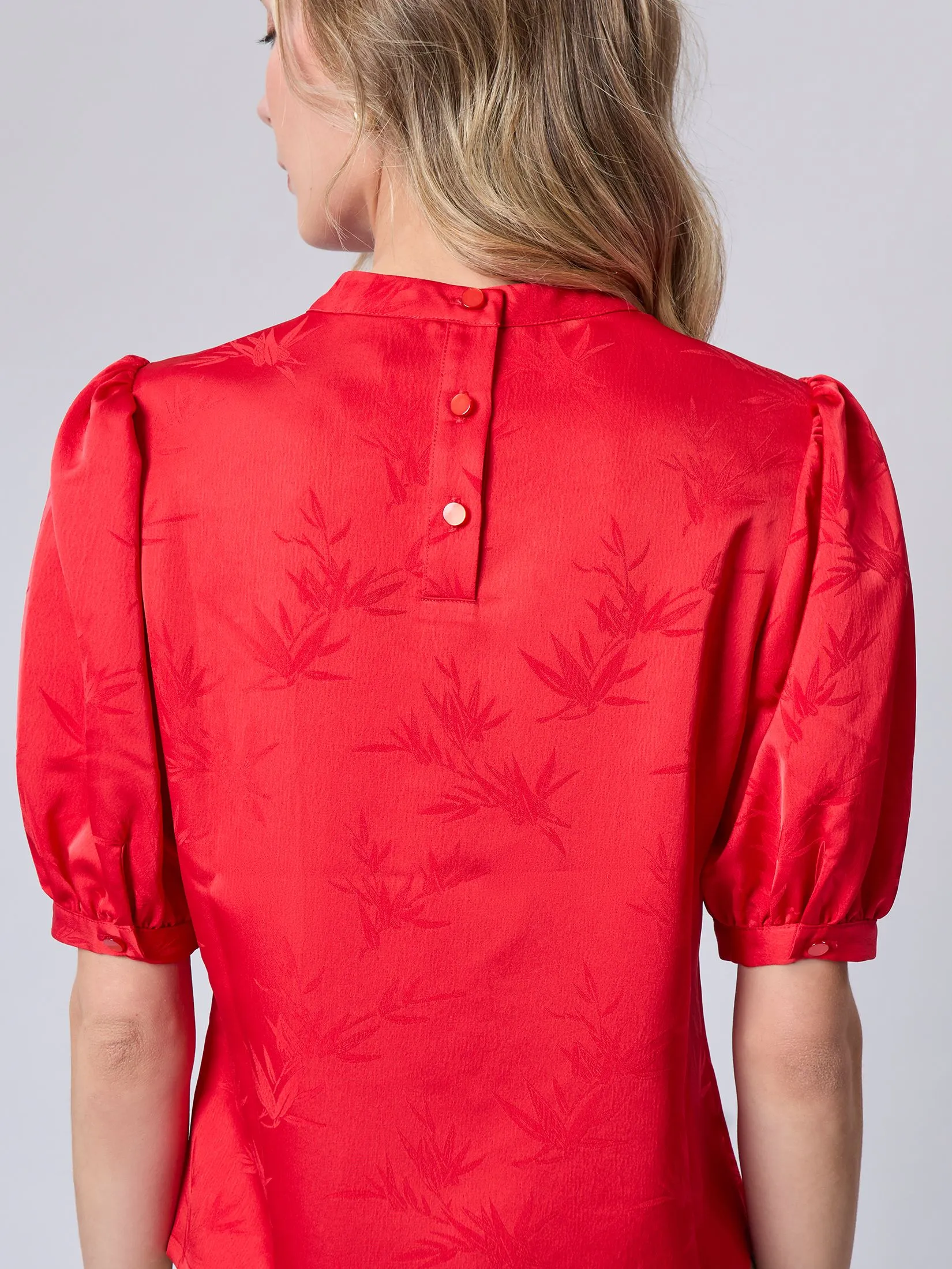 ESPADA Oriental Floral Blouse Women Red