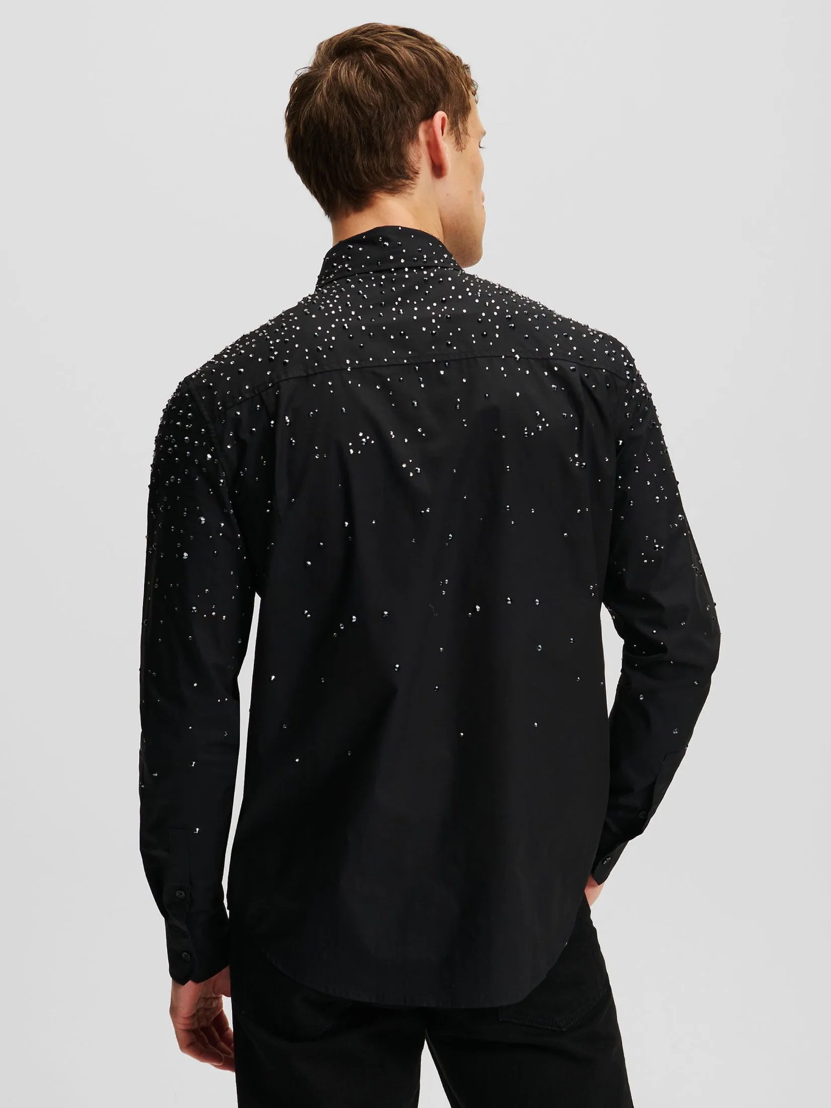 KARL LAGERFELD RHINESTONE DEGRADE SHIRT BLACK