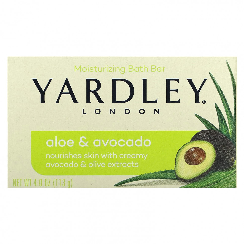 Yardley London, Увлажняющий батончик для ванн, алоэ и авокадо, 113 г (4 унции) - YAR-10110-Активированный уголь