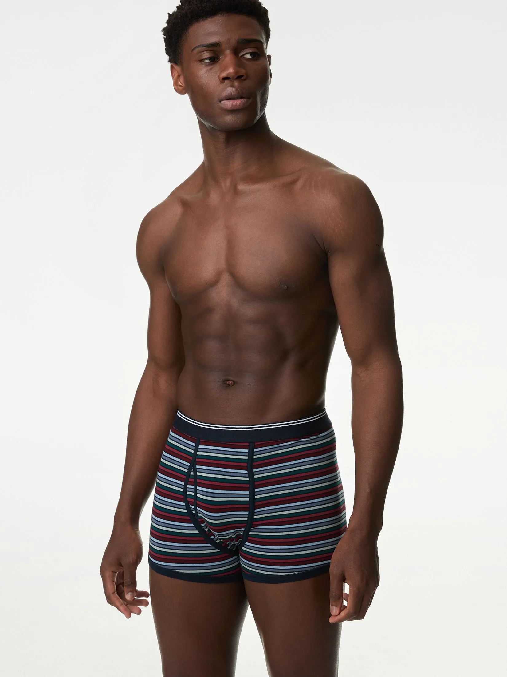 MARKS & SPENCER Men Trunks Cotton Rich Cool & Fresh 5pk Navy Mix