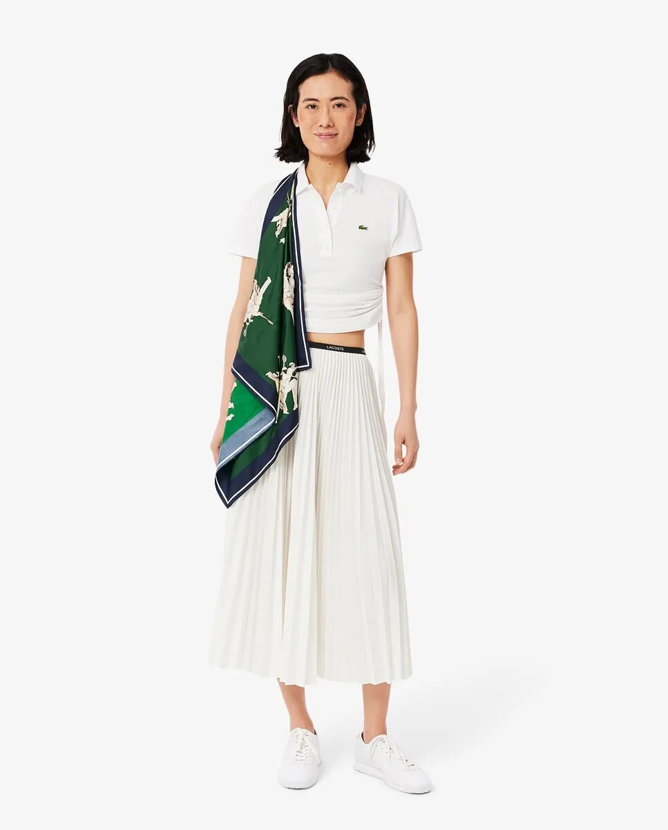 LACOSTE Long Pleated Elasticated Waist Skirt White