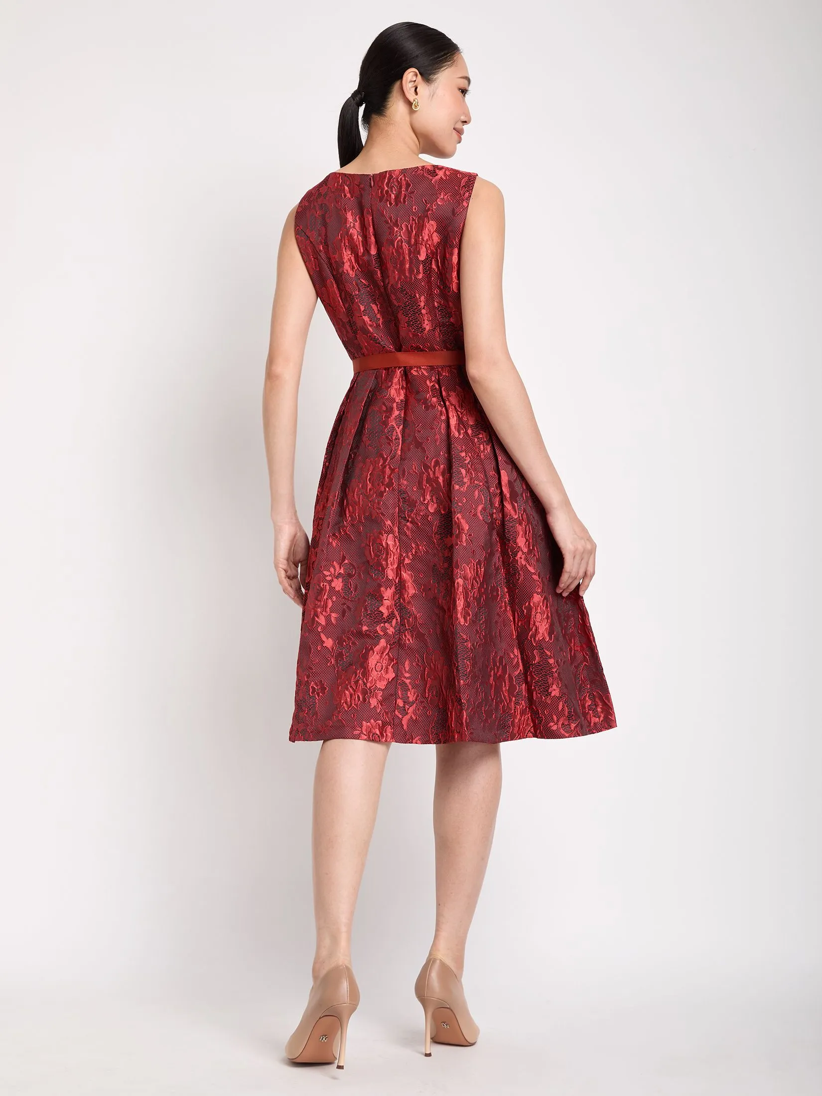 EXPRESSIONS EVENING Women Midi Dress Sleeveless Textured Jacquard