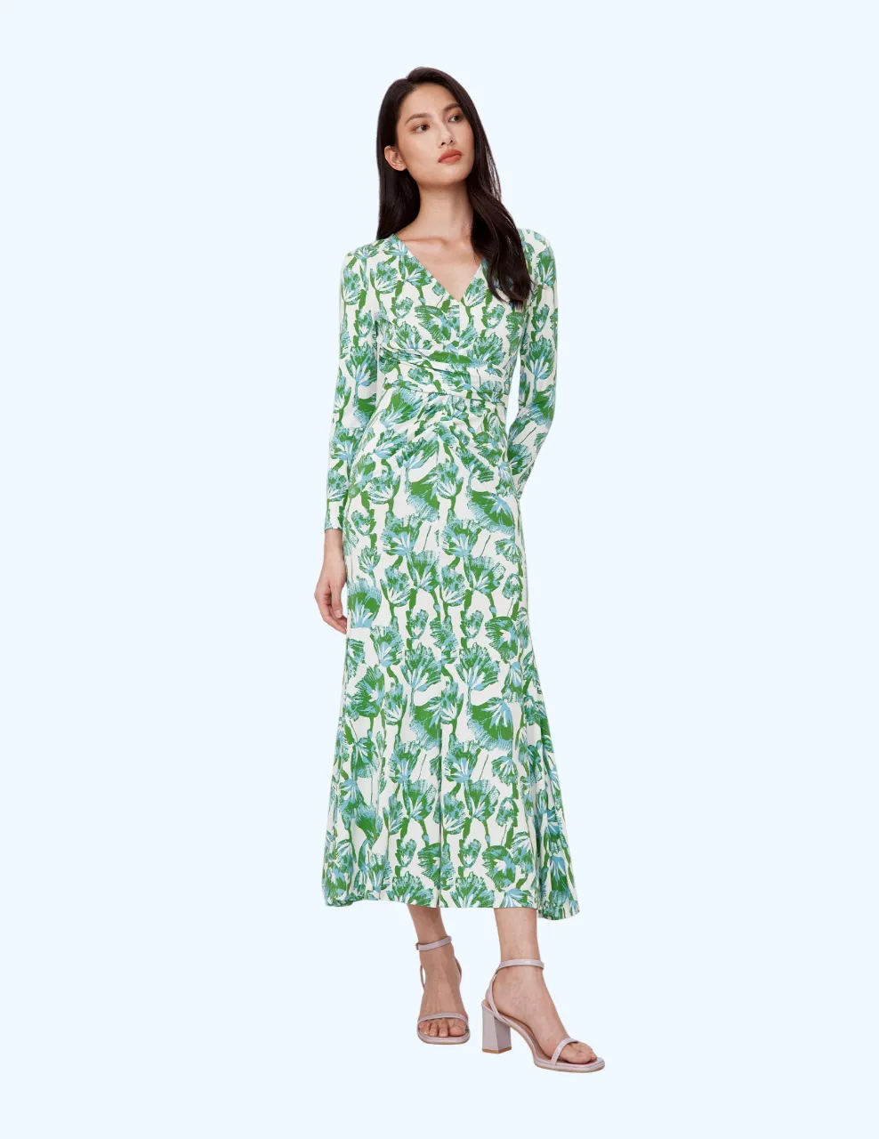 DIANE VON FURSTENBERG DVF TIMMY DRESS SEA TREES MED